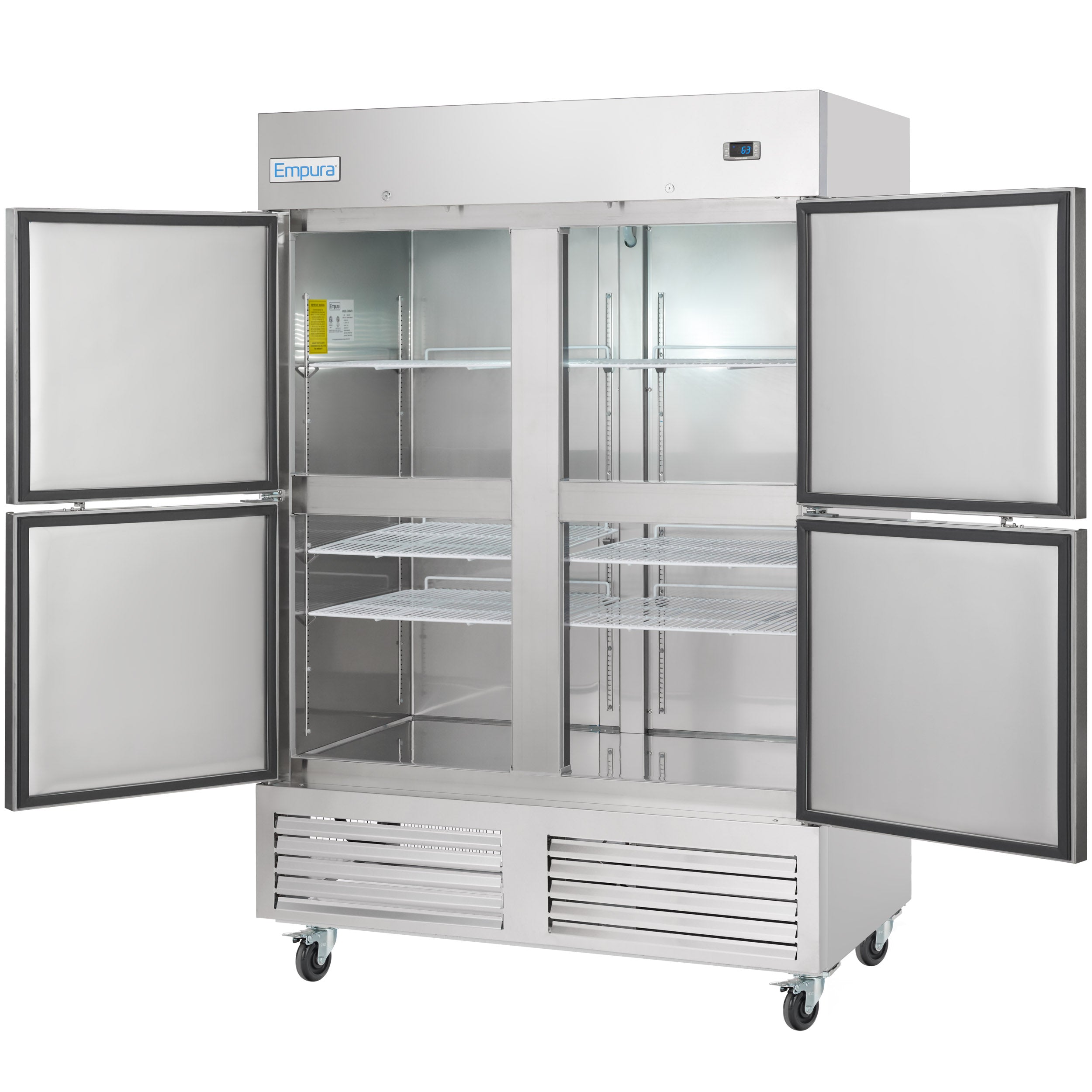54" Commercial 2 Half Door Stainless Steel Reach-In Freezer
