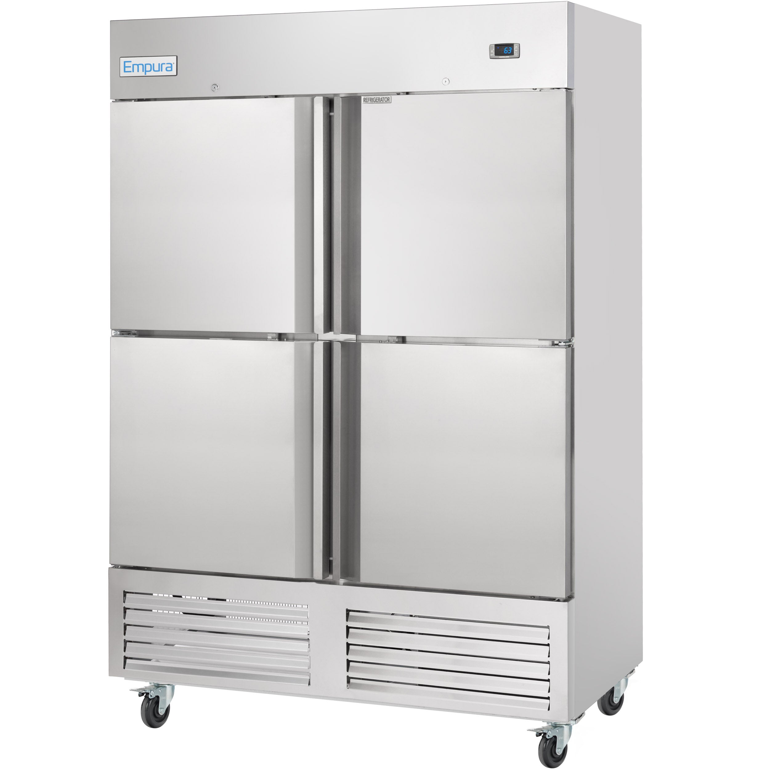 54" Commercial 2 Half Door Stainless Steel Reach-In Refrigerator