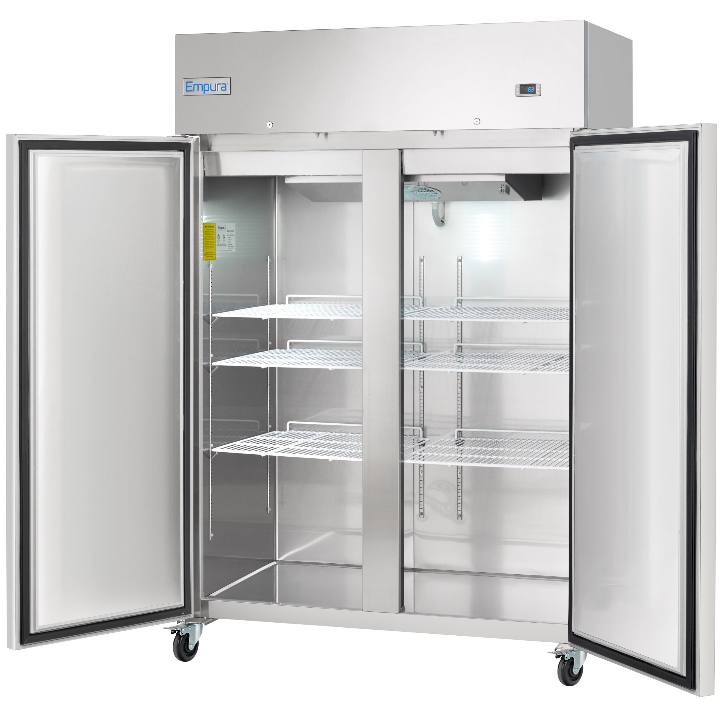 54" Commercial Stainless Steel 2 Door Reach-In Refrigerator