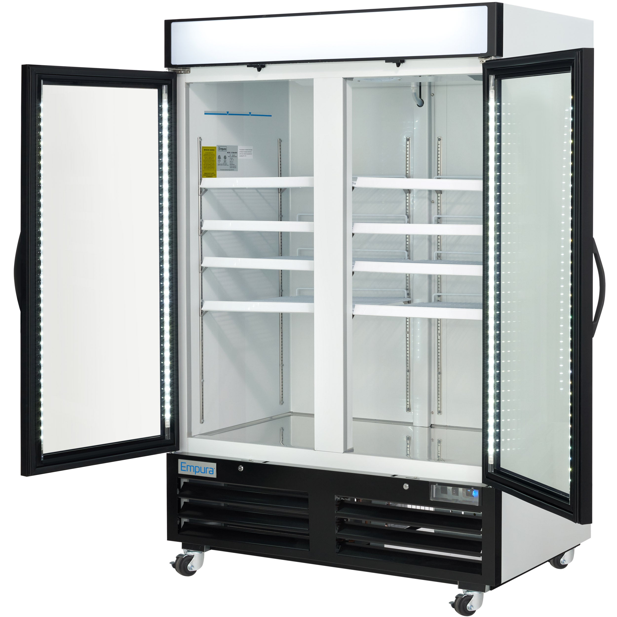 54" White Swing Commercial Glass Door Merchandiser Freezer with ClearKeeper™ Glass