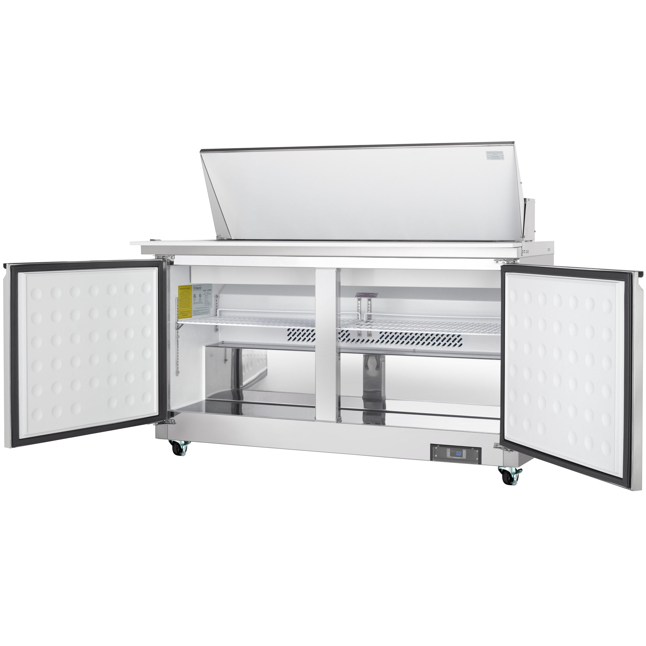 61" 2 Door Commercial Mega Top Refrigerated Sandwich and Salad Prep Table