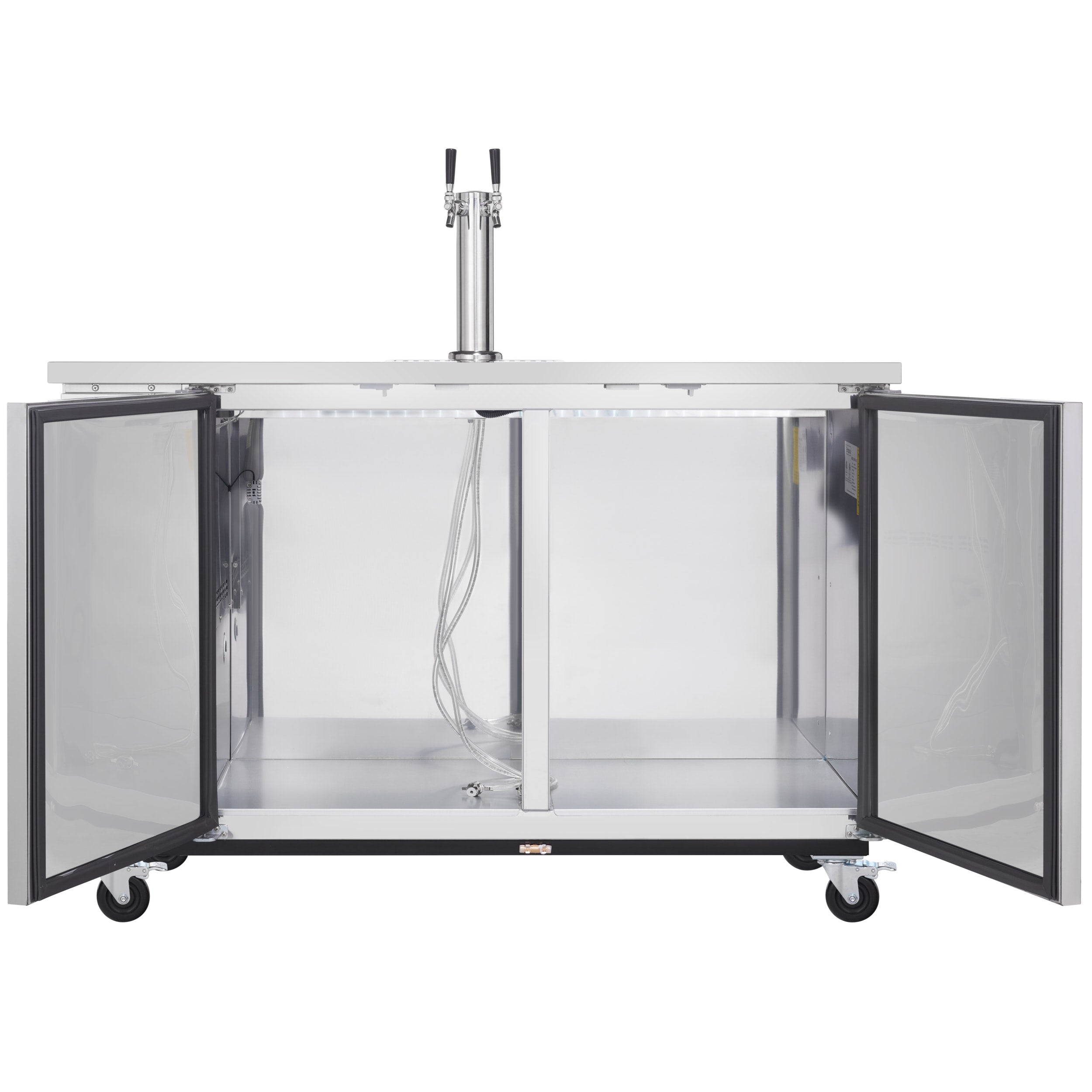 61" Double Tap Commercial Kegerator Beer Dispenser - Stainless Steel, Holds (2) 1/2 Kegs