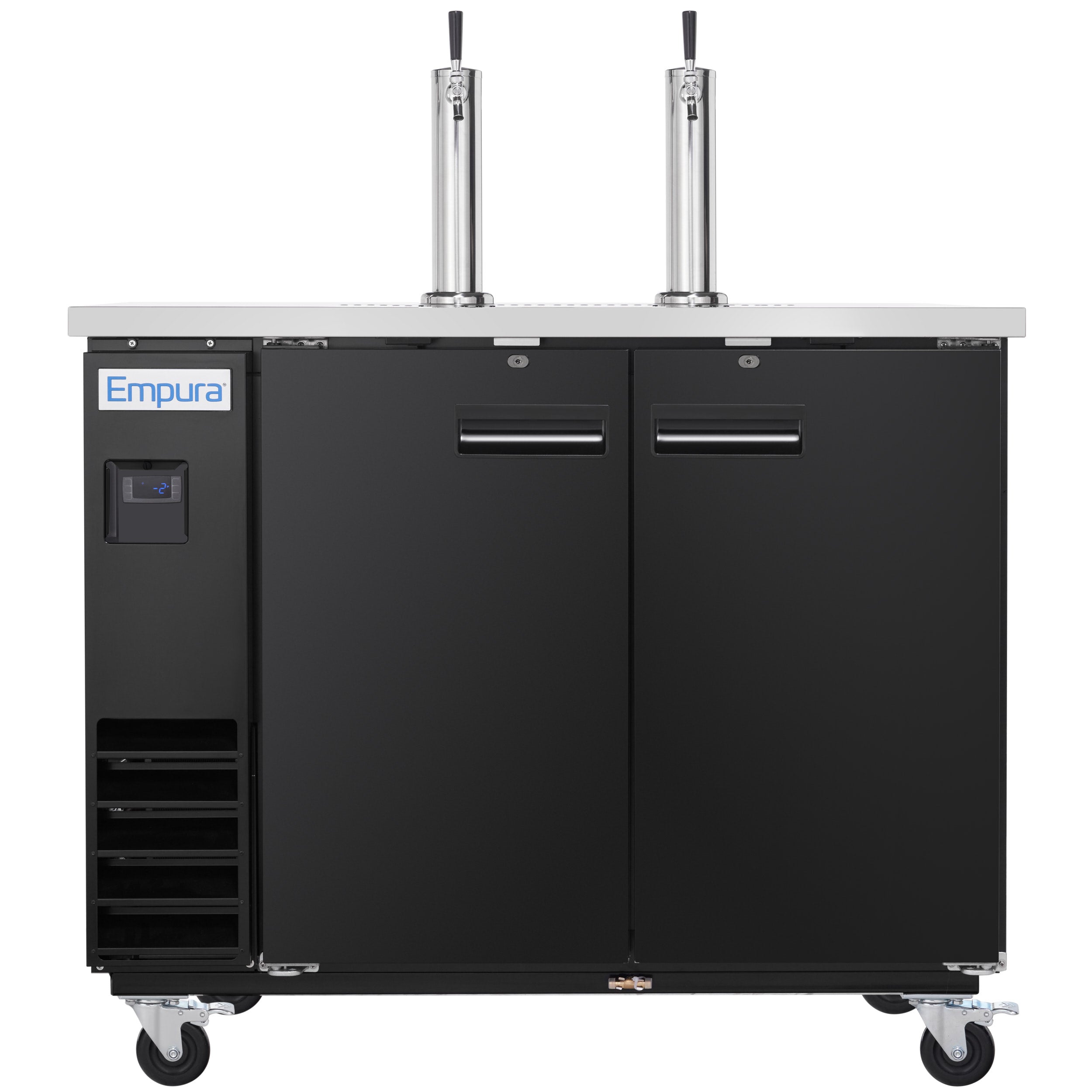61" Dual Single Tap Commercial Kegerator Beer Dispenser - Black Powder-Coated Steel, Holds (2) 1/2 Kegs