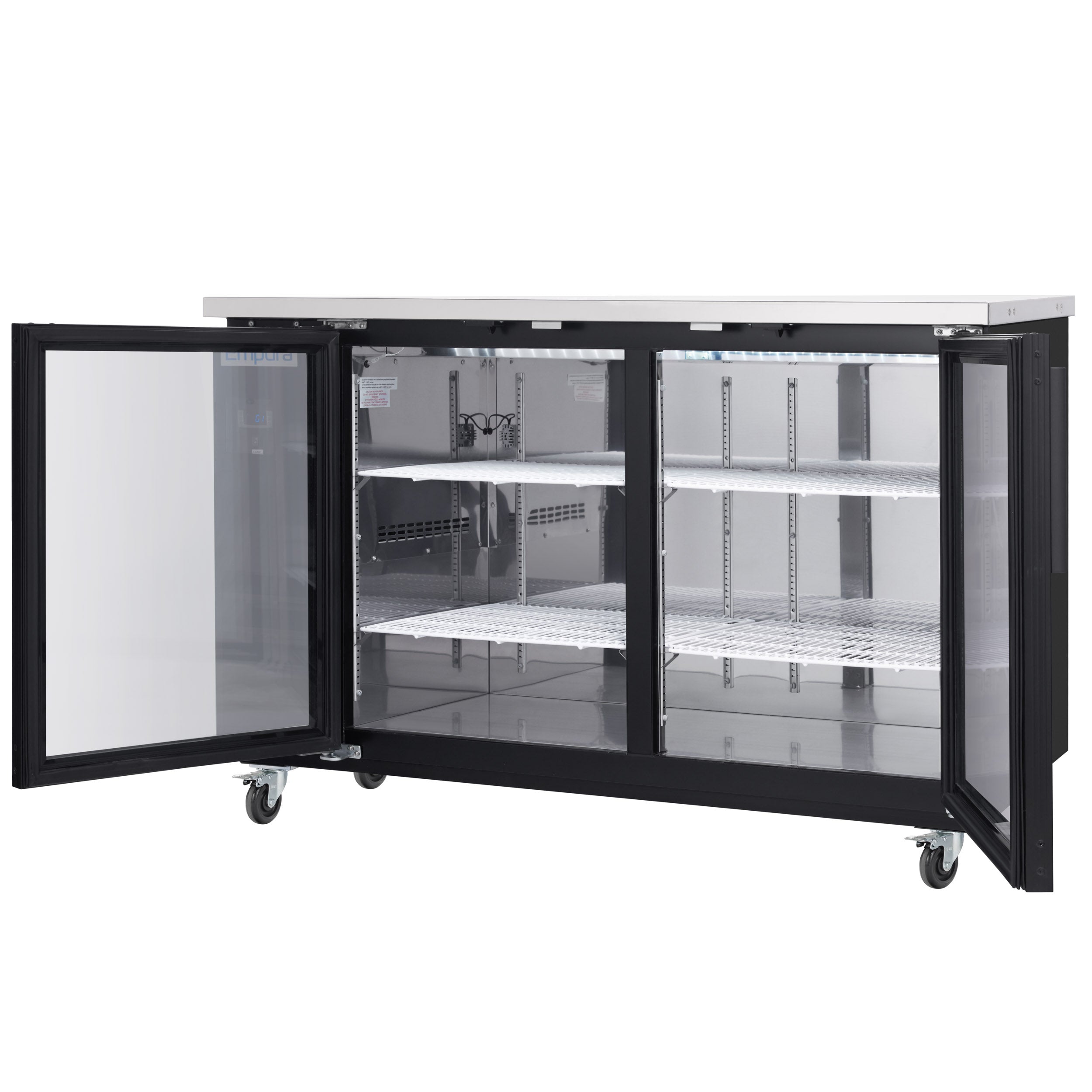61" x 24" Swing Glass Door Powder Coated Black Stainless Steel Commercial Back Bar Refrigerator
