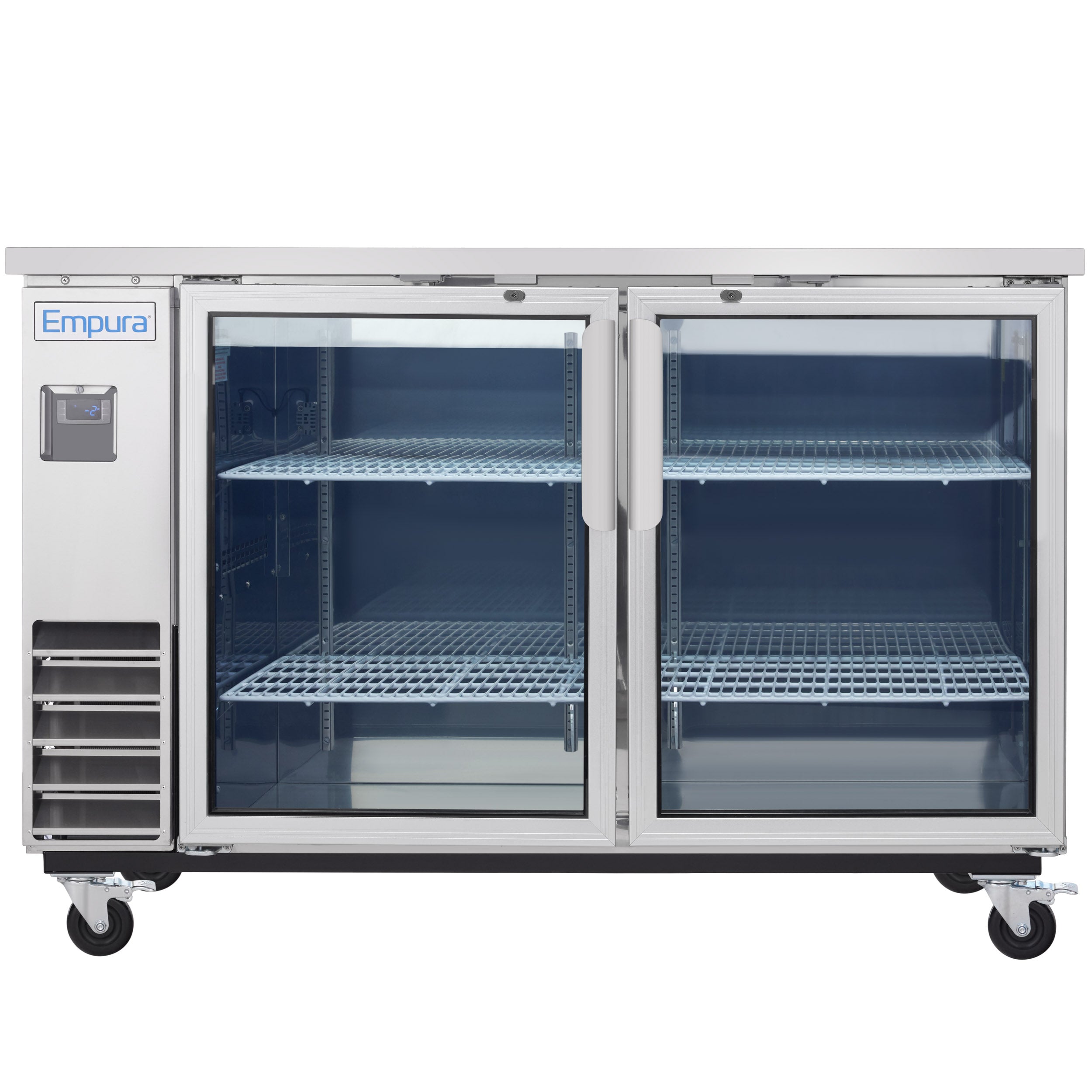 61" x 24" Swing Glass Door Stainless Steel Commercial Back Bar Refrigerator