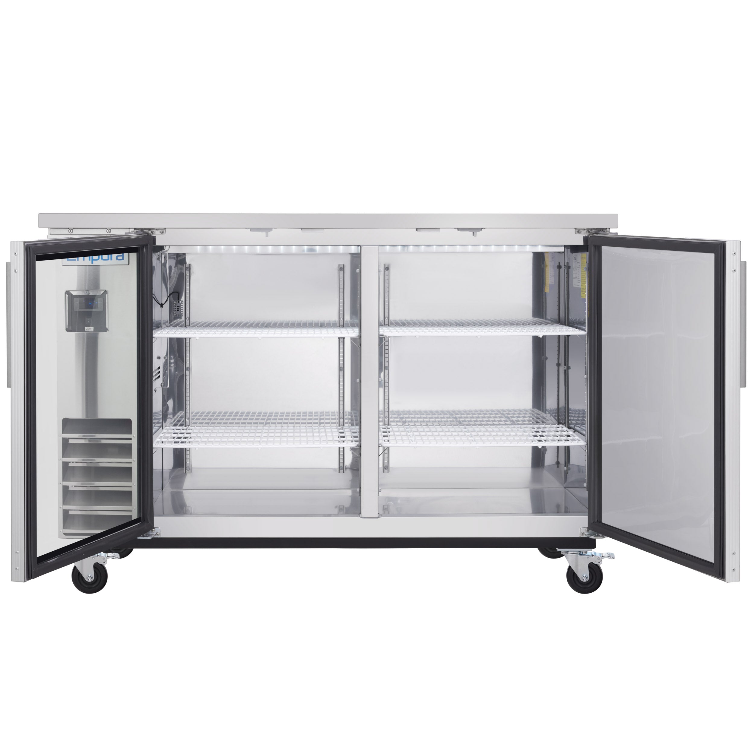 61" x 24" Swing Glass Door Stainless Steel Commercial Back Bar Refrigerator