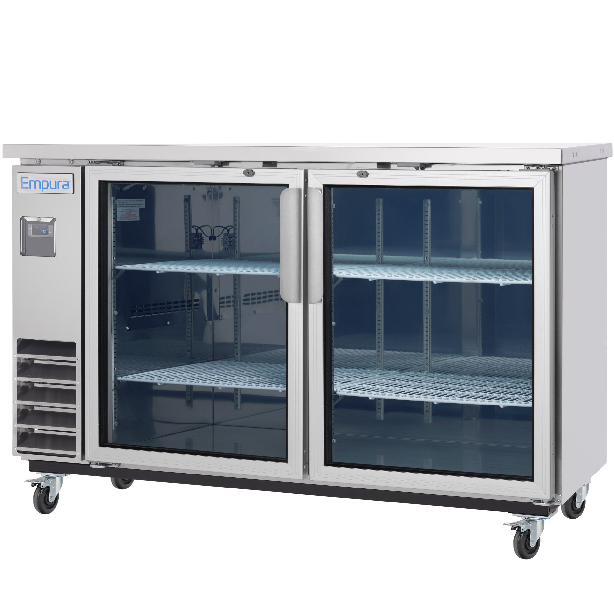 61" x 24" Swing Glass Door Stainless Steel Commercial Back Bar Refrigerator
