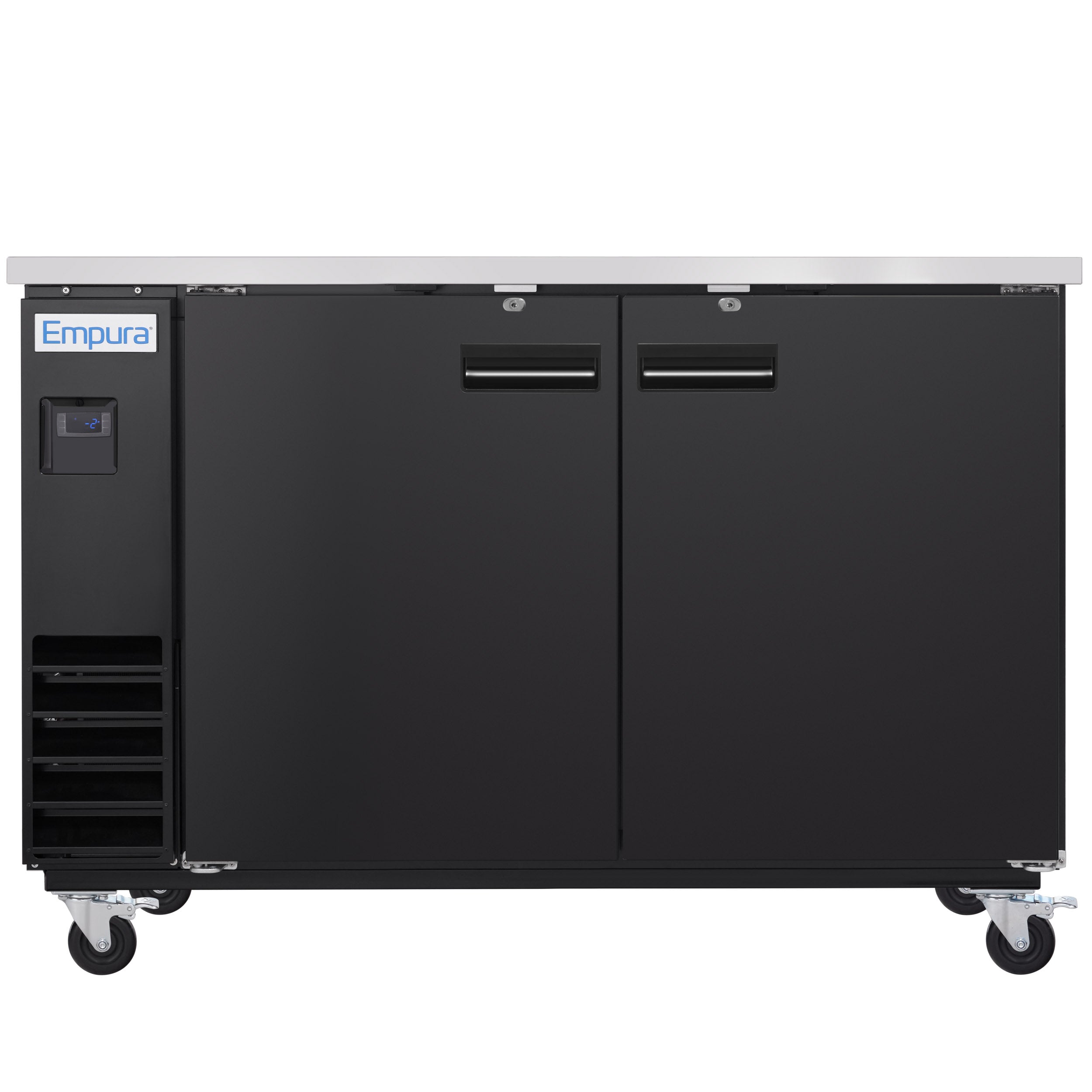 61" x 24" Swing Solid Door Powder Coated Black Stainless Steel Commercial Back Bar Refrigerator