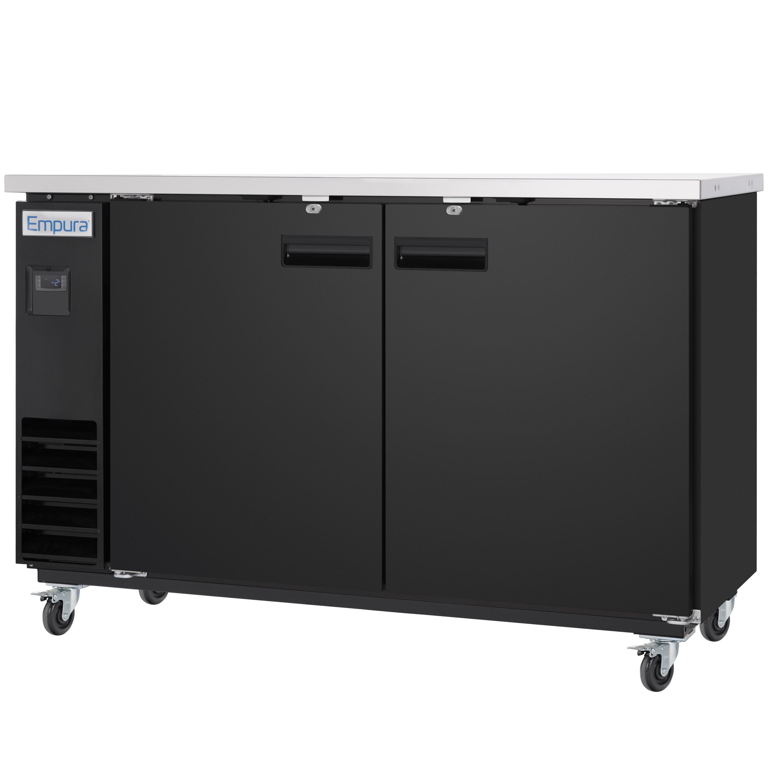 61" x 24" Swing Solid Door Powder Coated Black Stainless Steel Commercial Back Bar Refrigerator