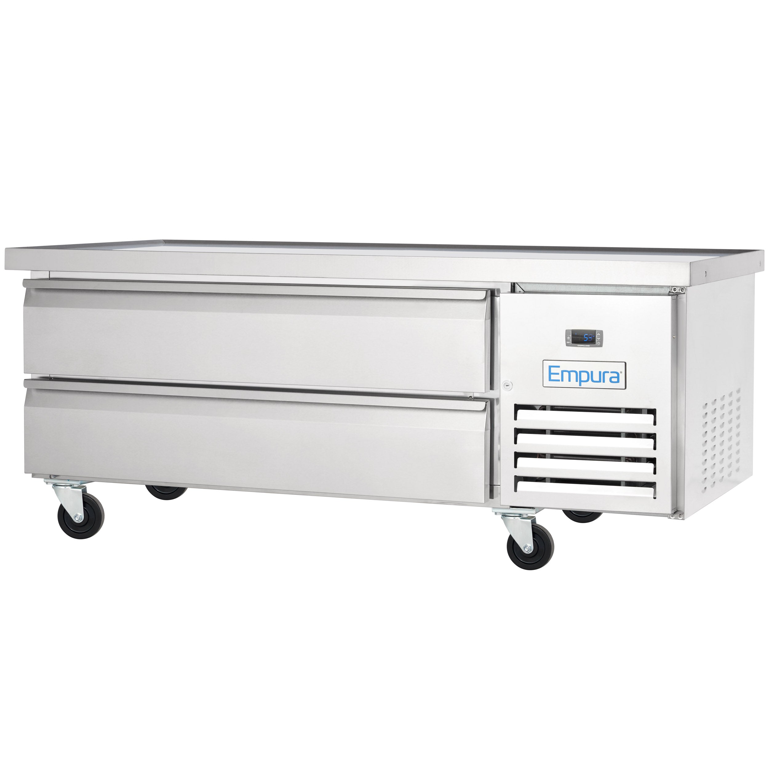 62" 2 Drawer Refrigerated Commercial Chef Base - 6" Depth Pan
