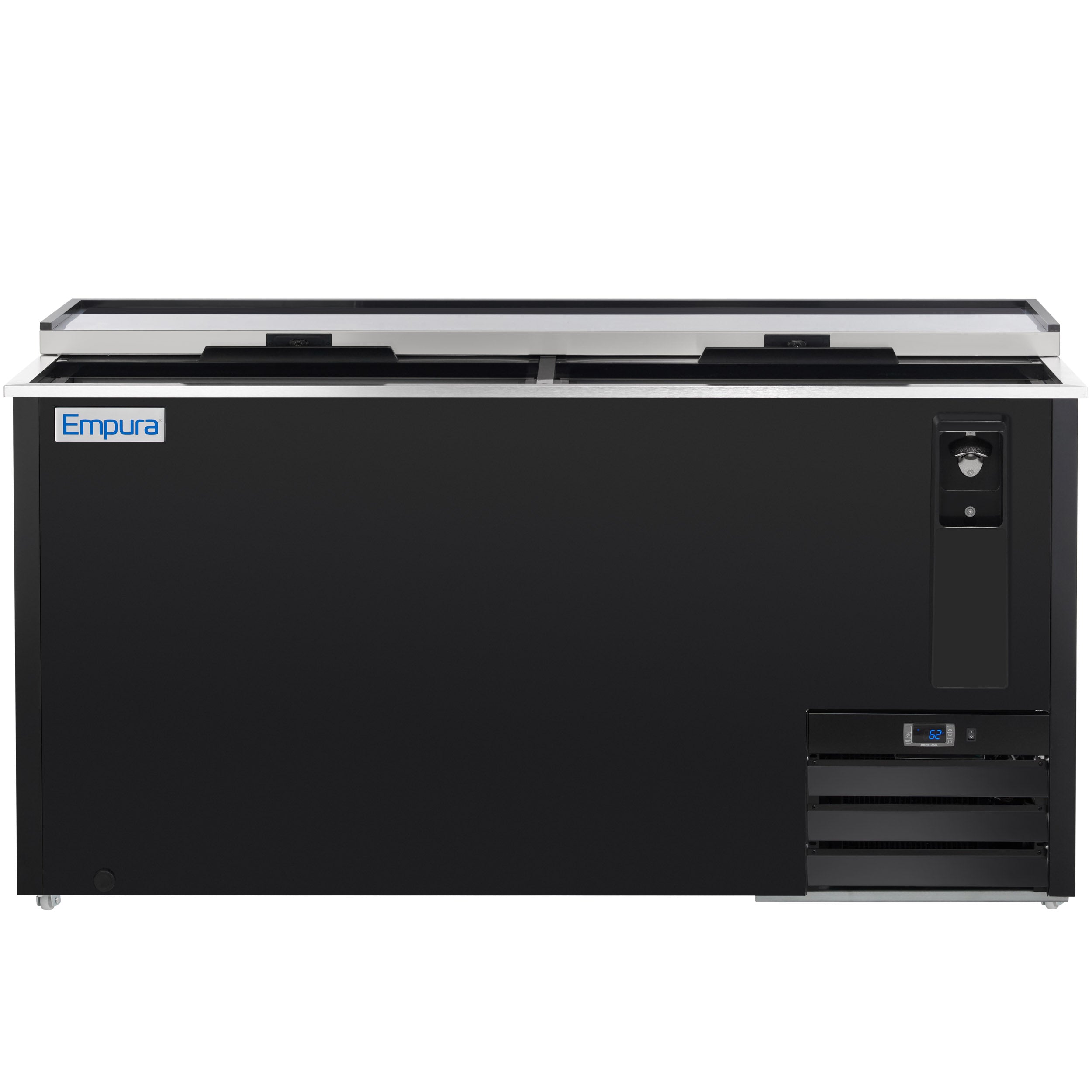 64" Powder Coated Black Stainless Steel Commercial Horizontal Bottle Cooler