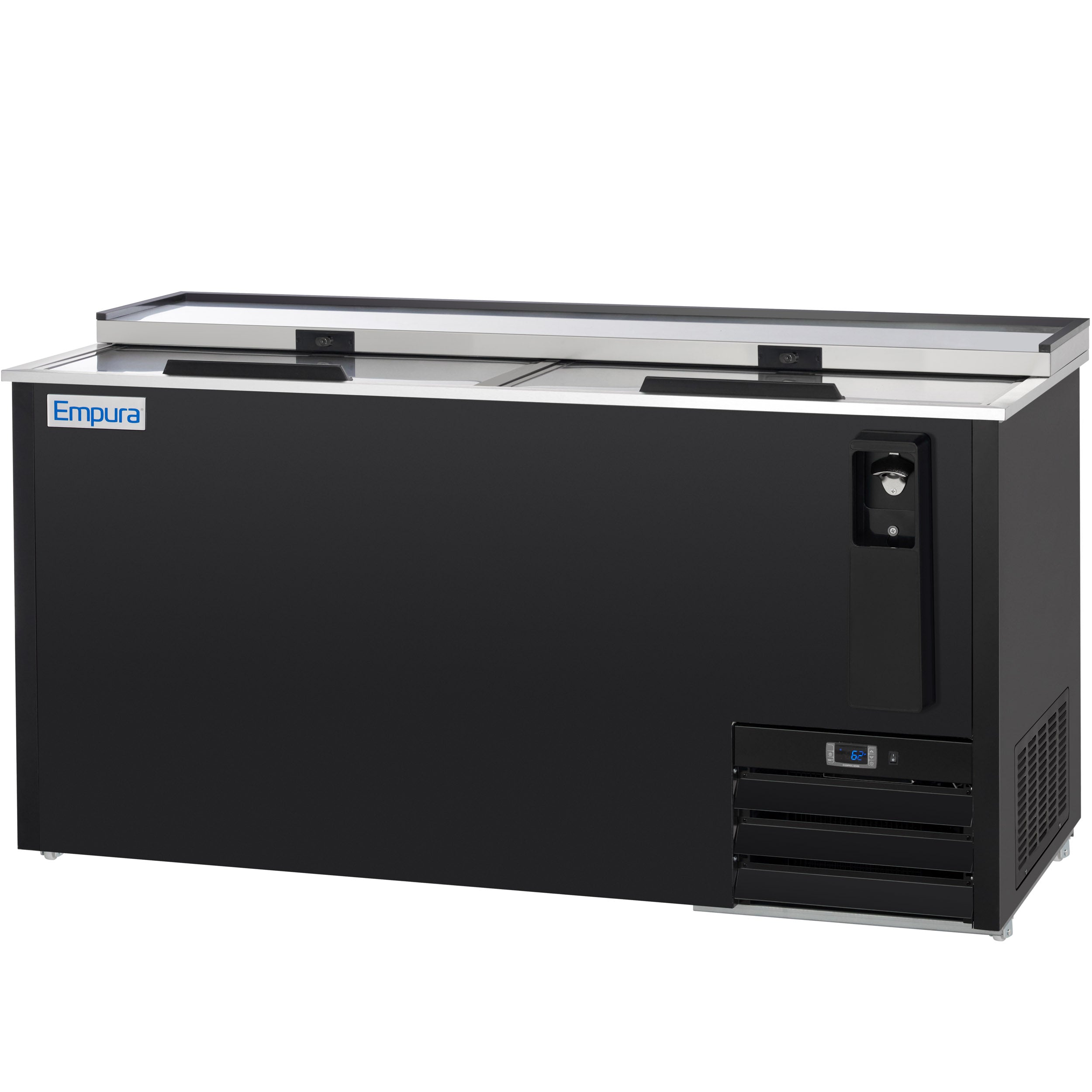 64" Powder Coated Black Stainless Steel Commercial Horizontal Bottle Cooler