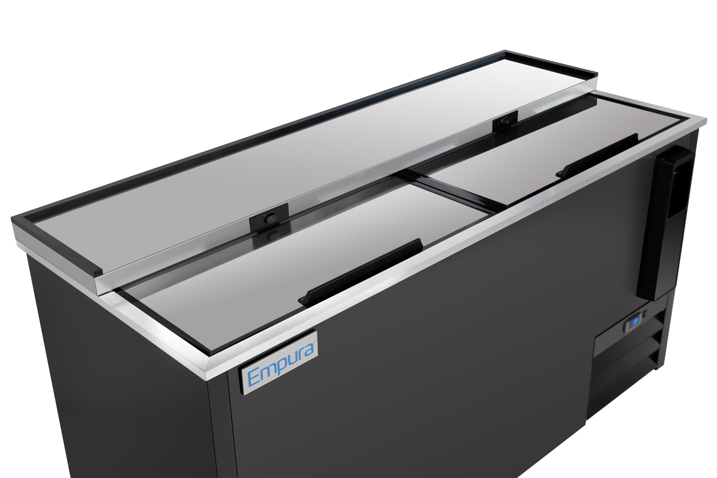 64" Powder Coated Black Stainless Steel Commercial Horizontal Bottle Cooler