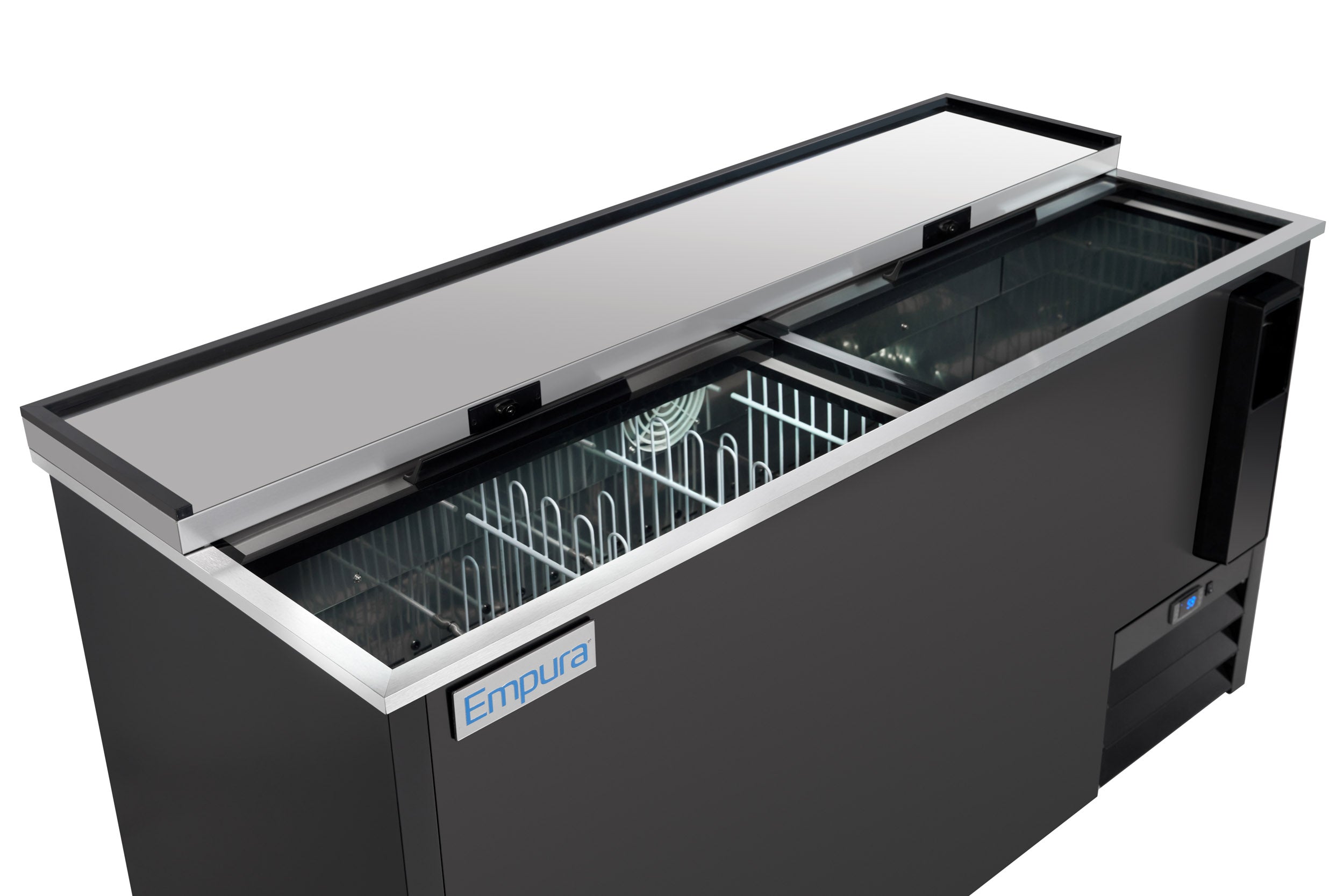 64" Powder Coated Black Stainless Steel Commercial Horizontal Bottle Cooler