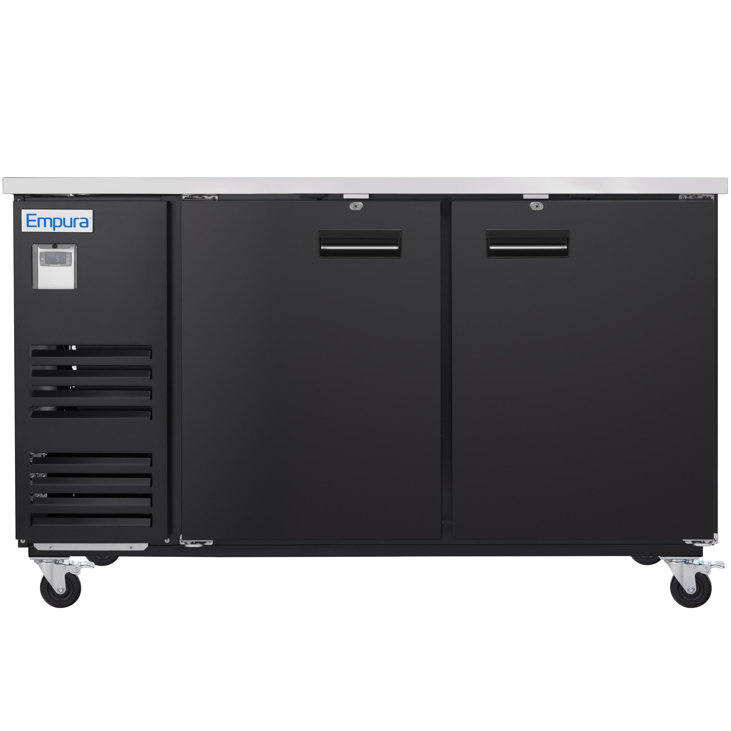 69" x 28" Swing Solid Door Powder Coated Black Stainless Steel Commercial Back Bar Refrigerator