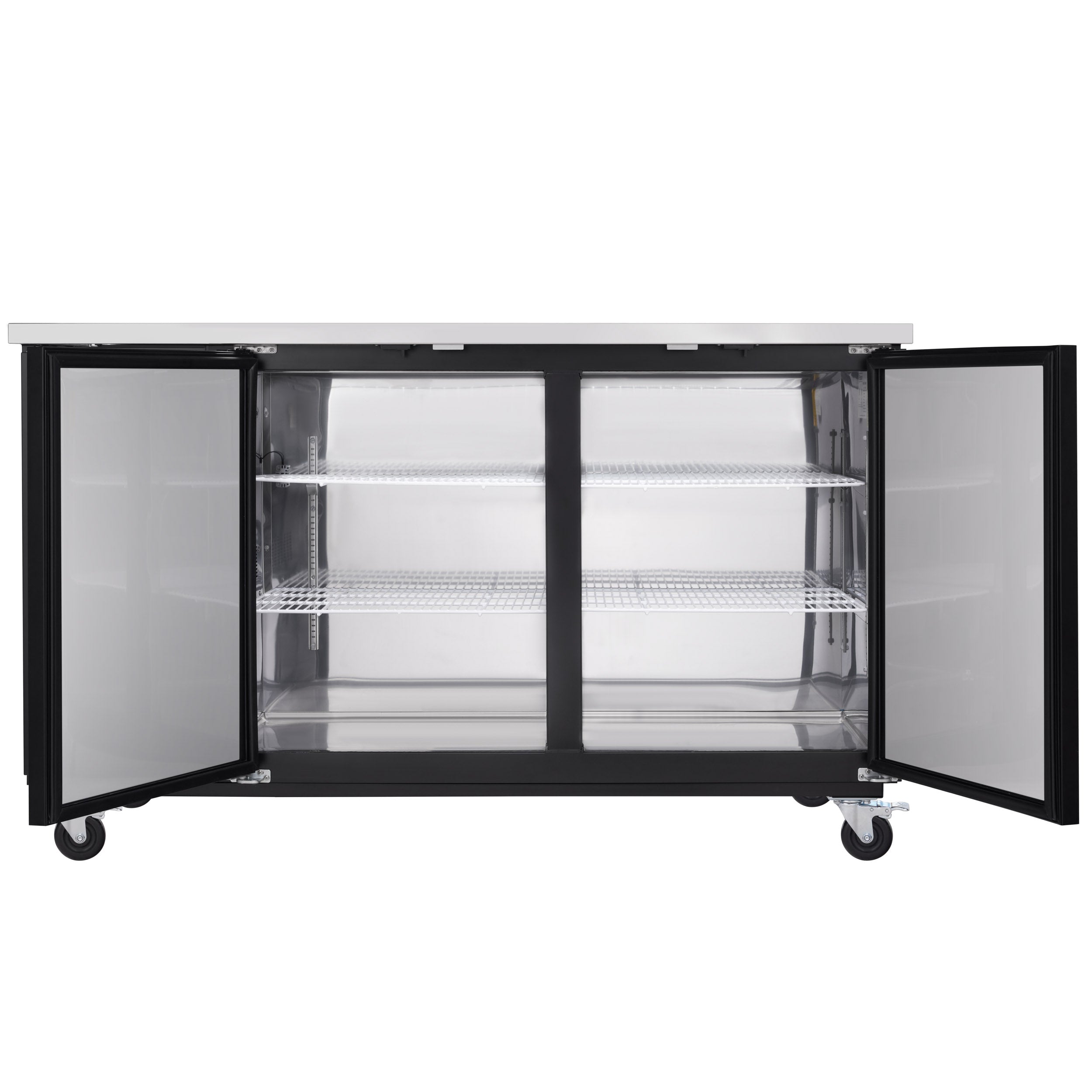 69" x 28" Swing Solid Door Powder Coated Black Stainless Steel Commercial Back Bar Refrigerator