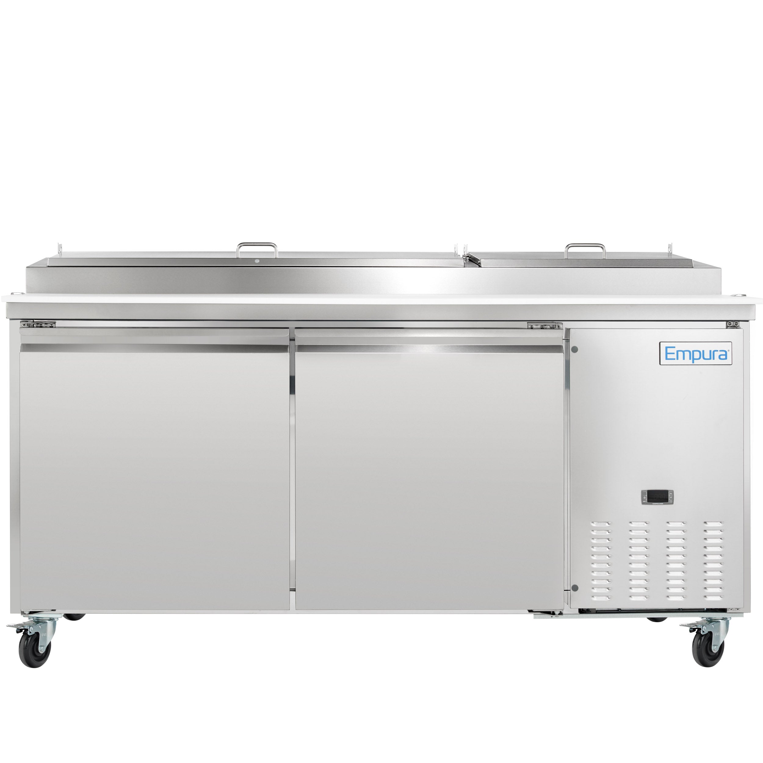 71" 2 Door Commercial Refrigerated Stainless Steel Pizza Prep Table