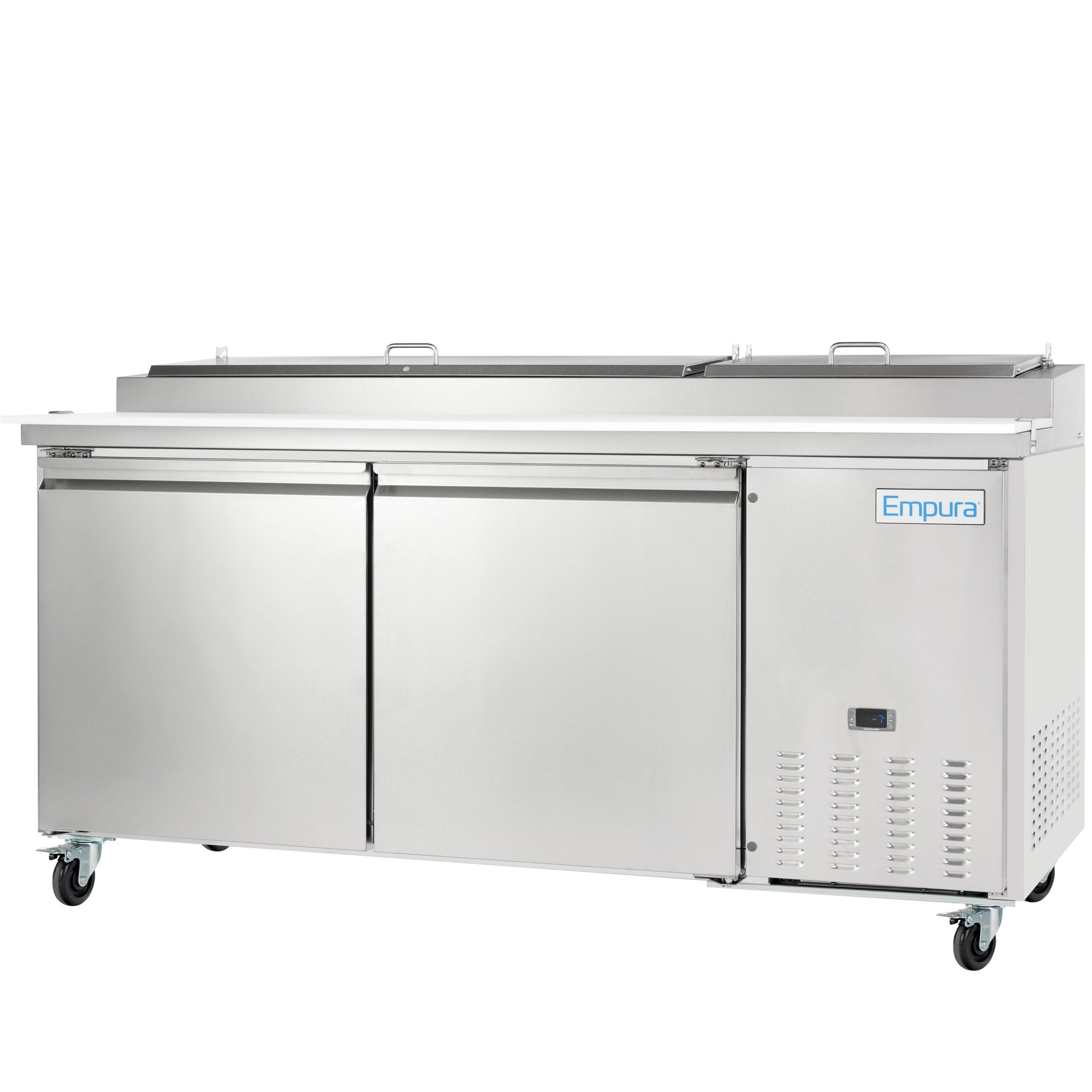71" 2 Door Commercial Refrigerated Stainless Steel Pizza Prep Table