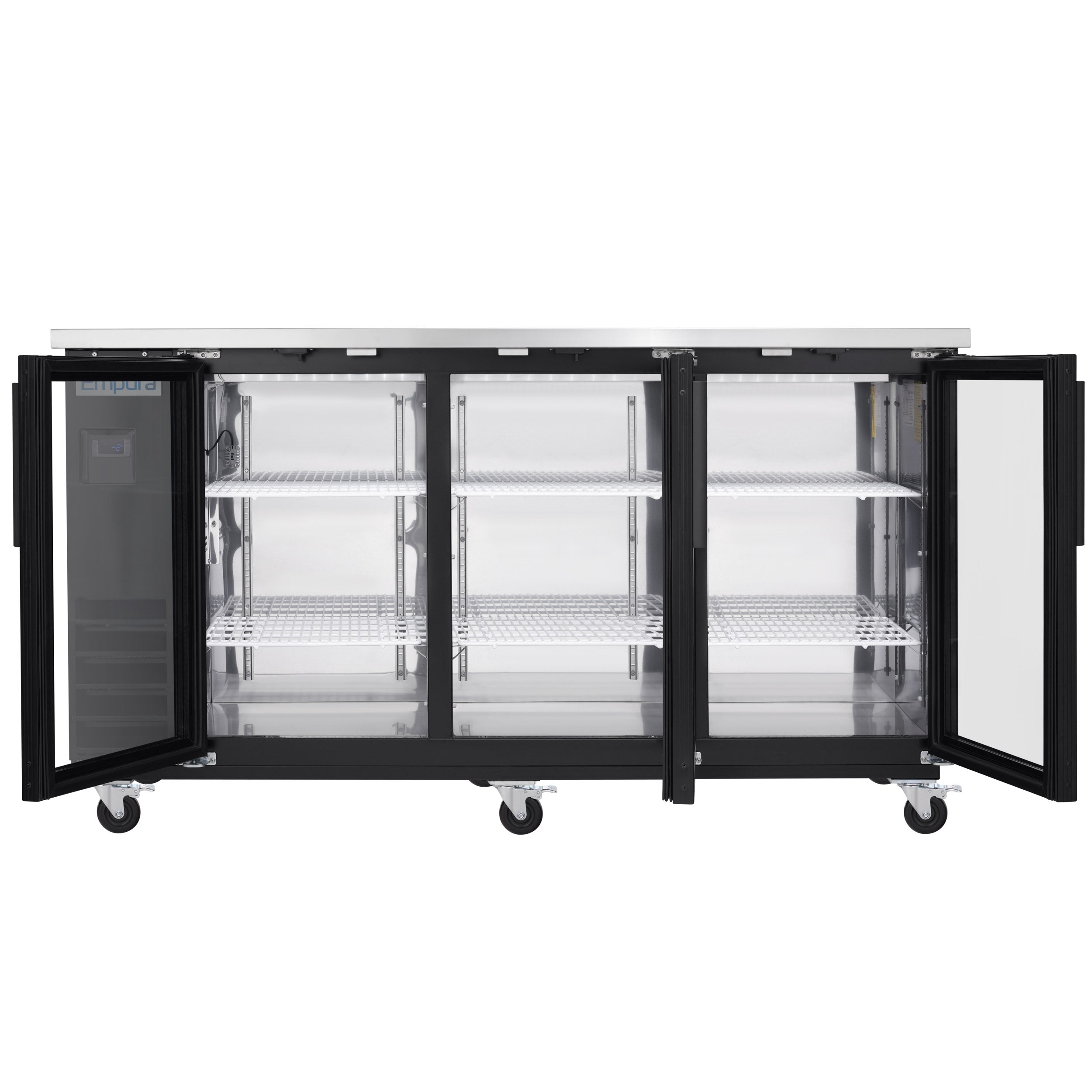 73" x 24" Swing Glass Door Powder Coated Black Stainless Steel Commercial Back Bar Refrigerator