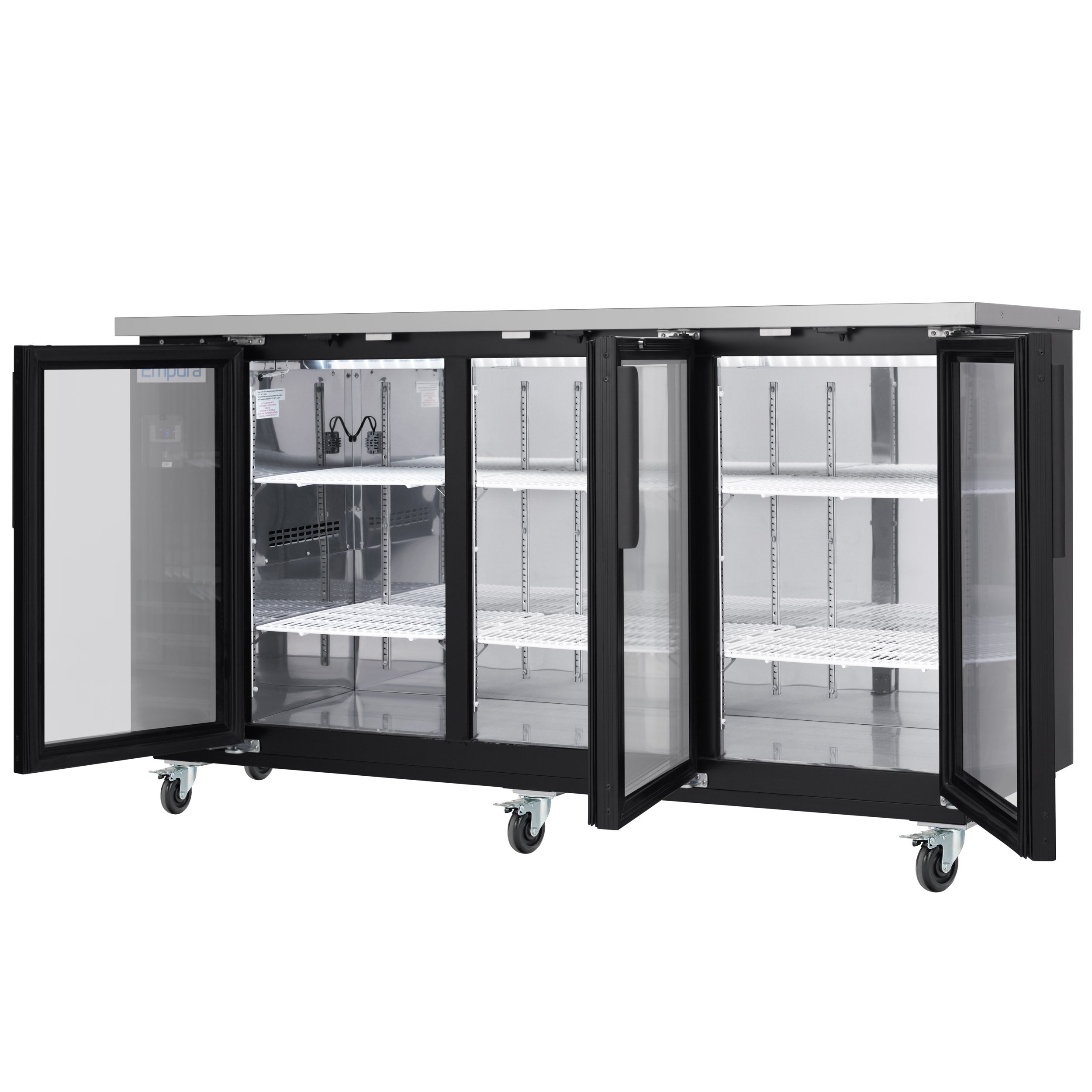 73" x 24" Swing Glass Door Powder Coated Black Stainless Steel Commercial Back Bar Refrigerator