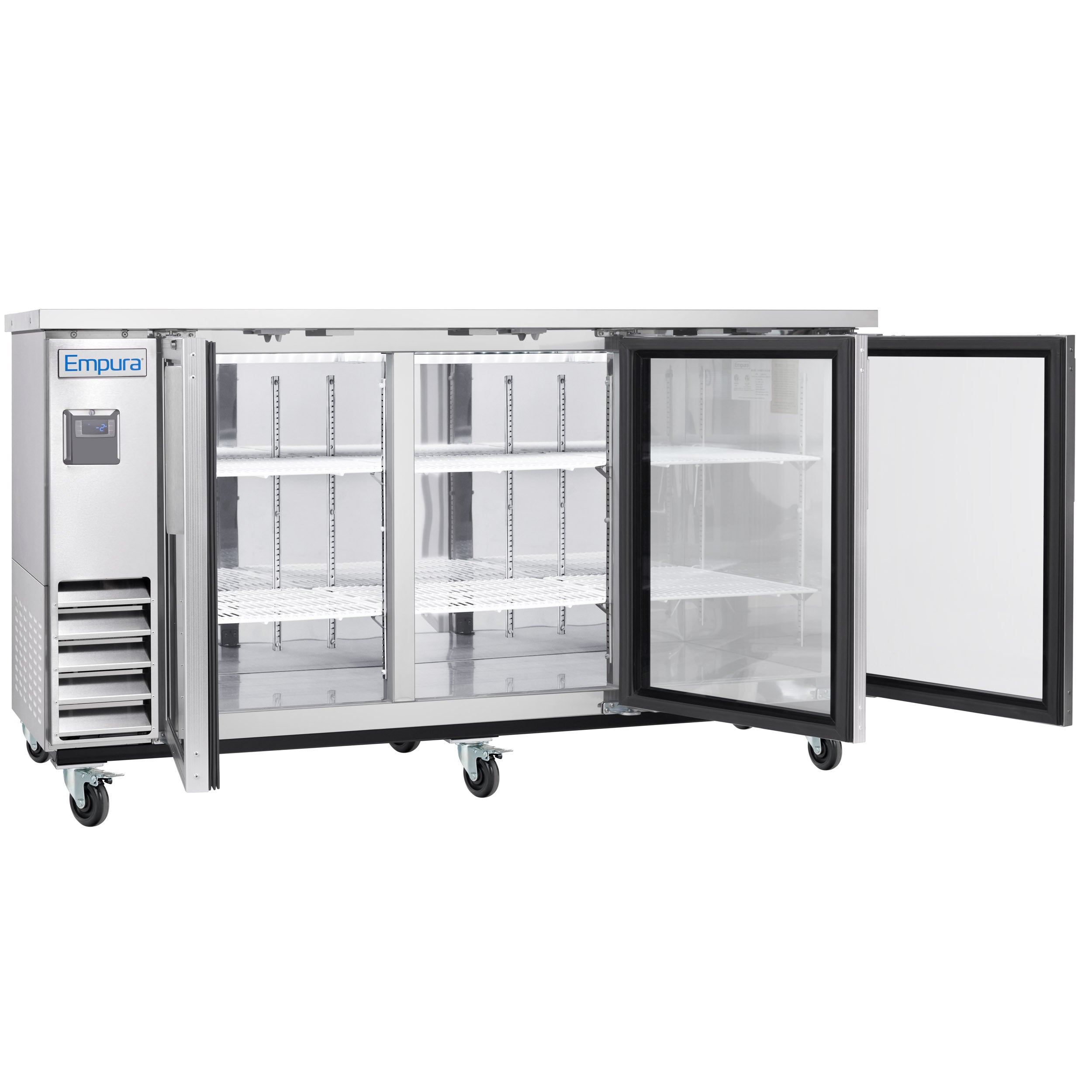 73" x 24" Swing Glass Door Stainless Steel Commercial Back Bar Refrigerator