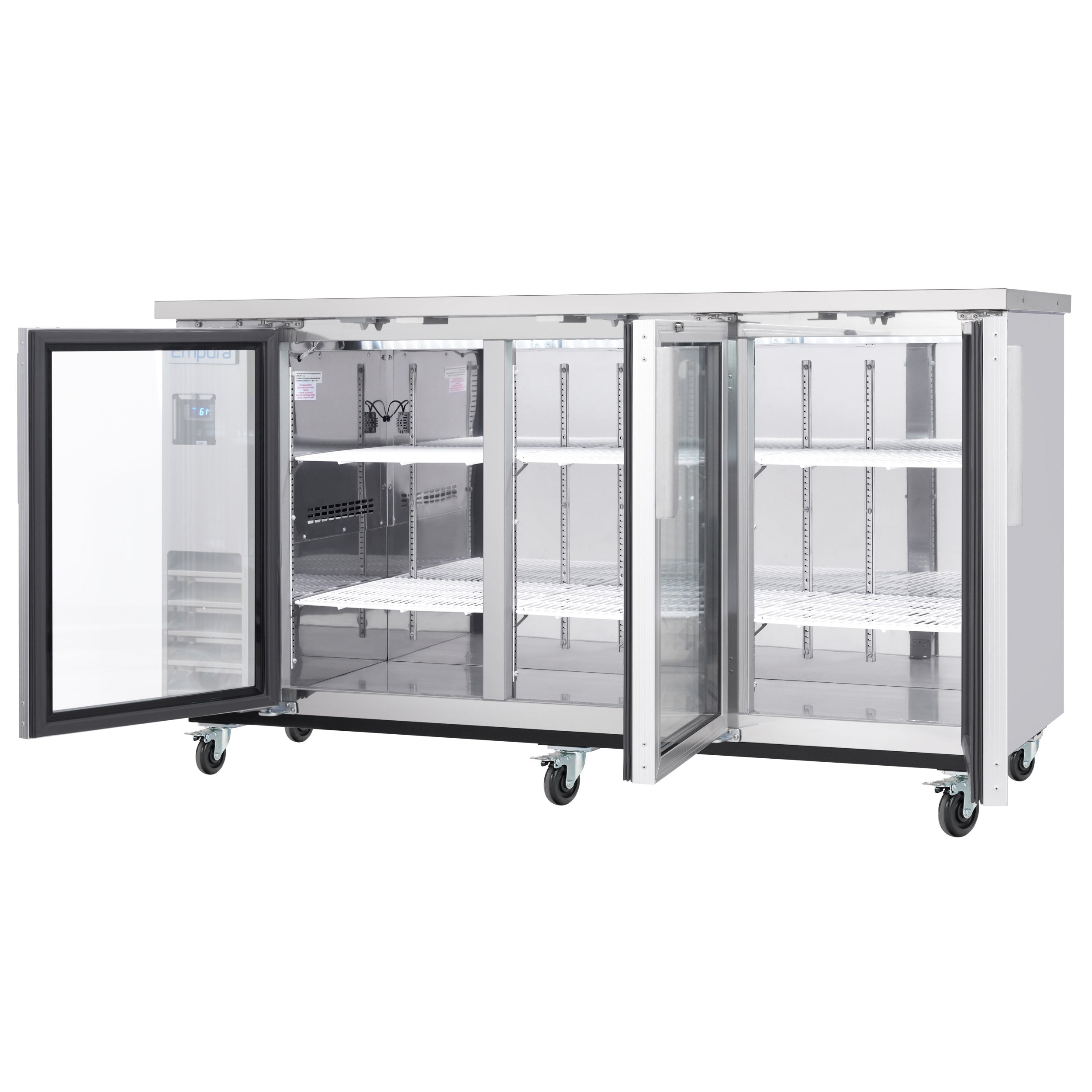 73" x 24" Swing Glass Door Stainless Steel Commercial Back Bar Refrigerator