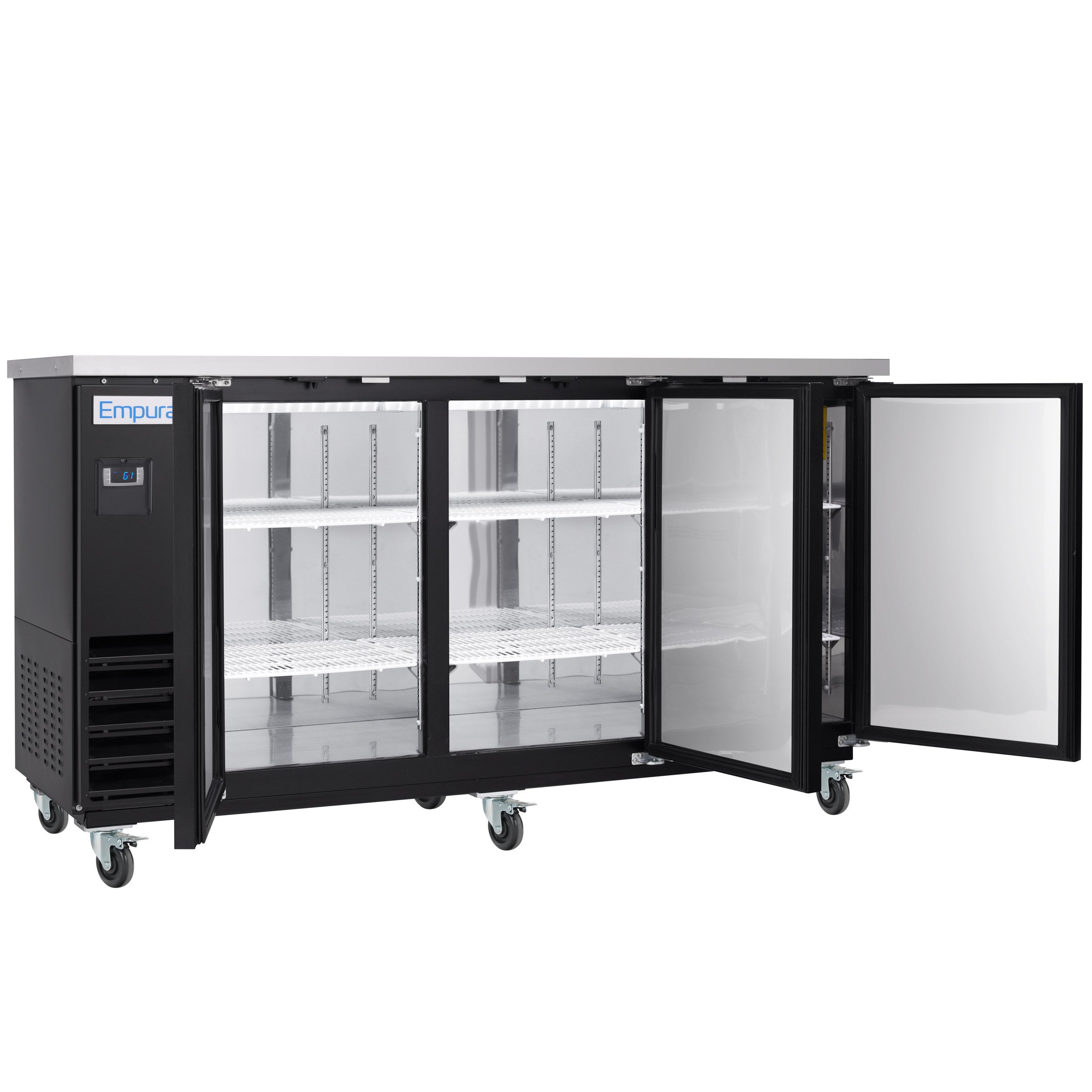 73" x 24" Swing Solid Door Powder Coated Black Stainless Steel Commercial Back Bar Refrigerator