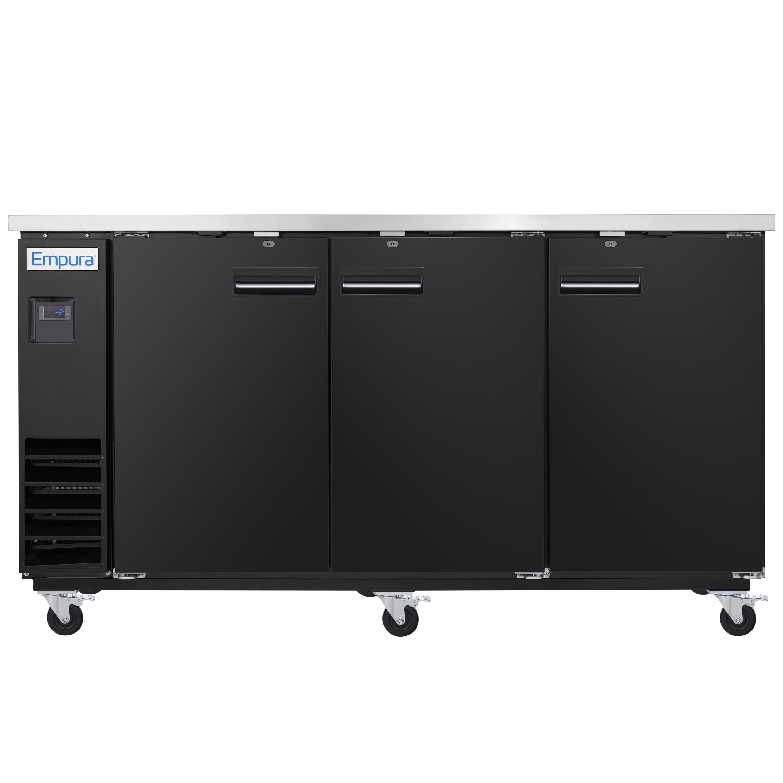 73" x 24" Swing Solid Door Powder Coated Black Stainless Steel Commercial Back Bar Refrigerator