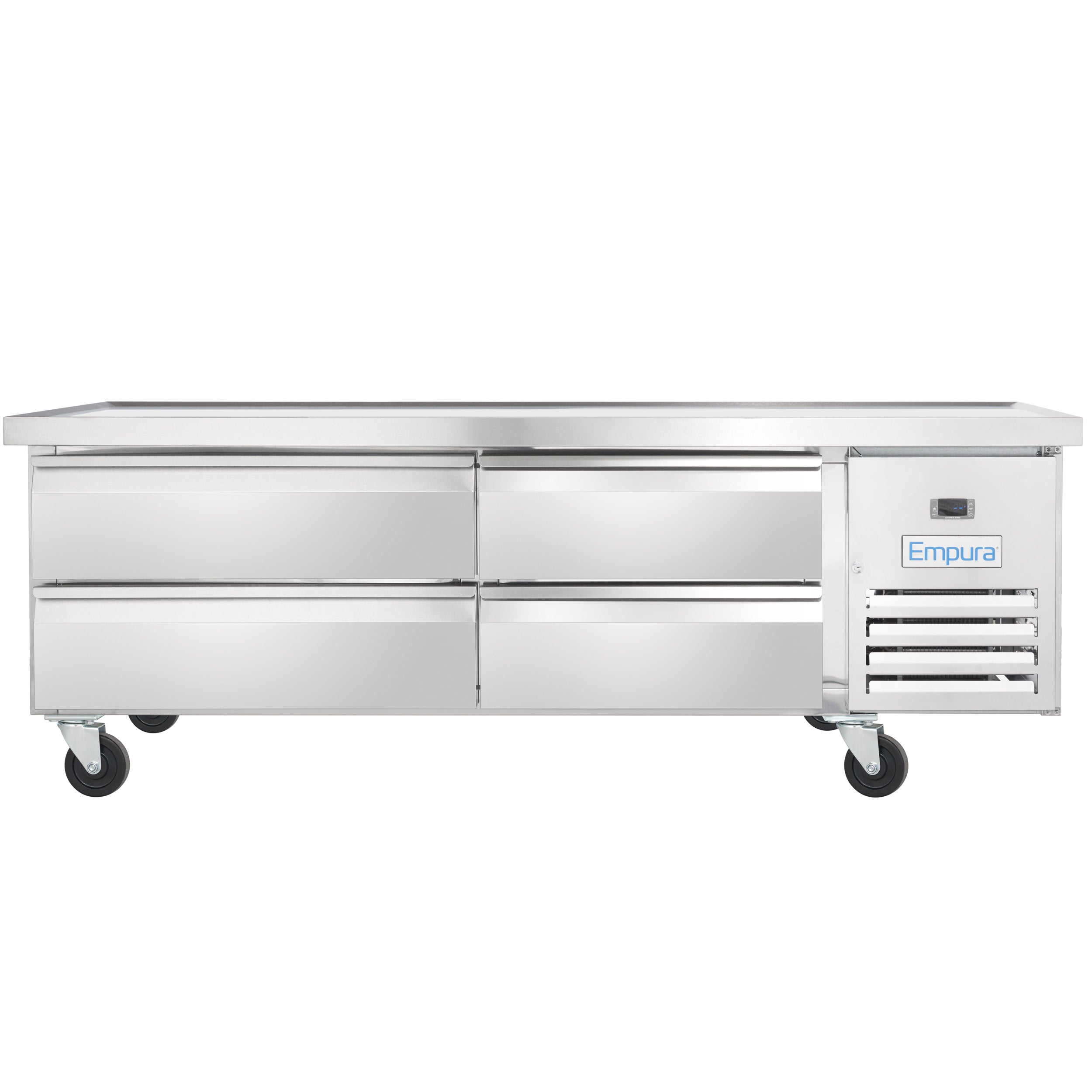 74" 4 Drawer Refrigerated Commercial Chef Base - 6" Depth Pan