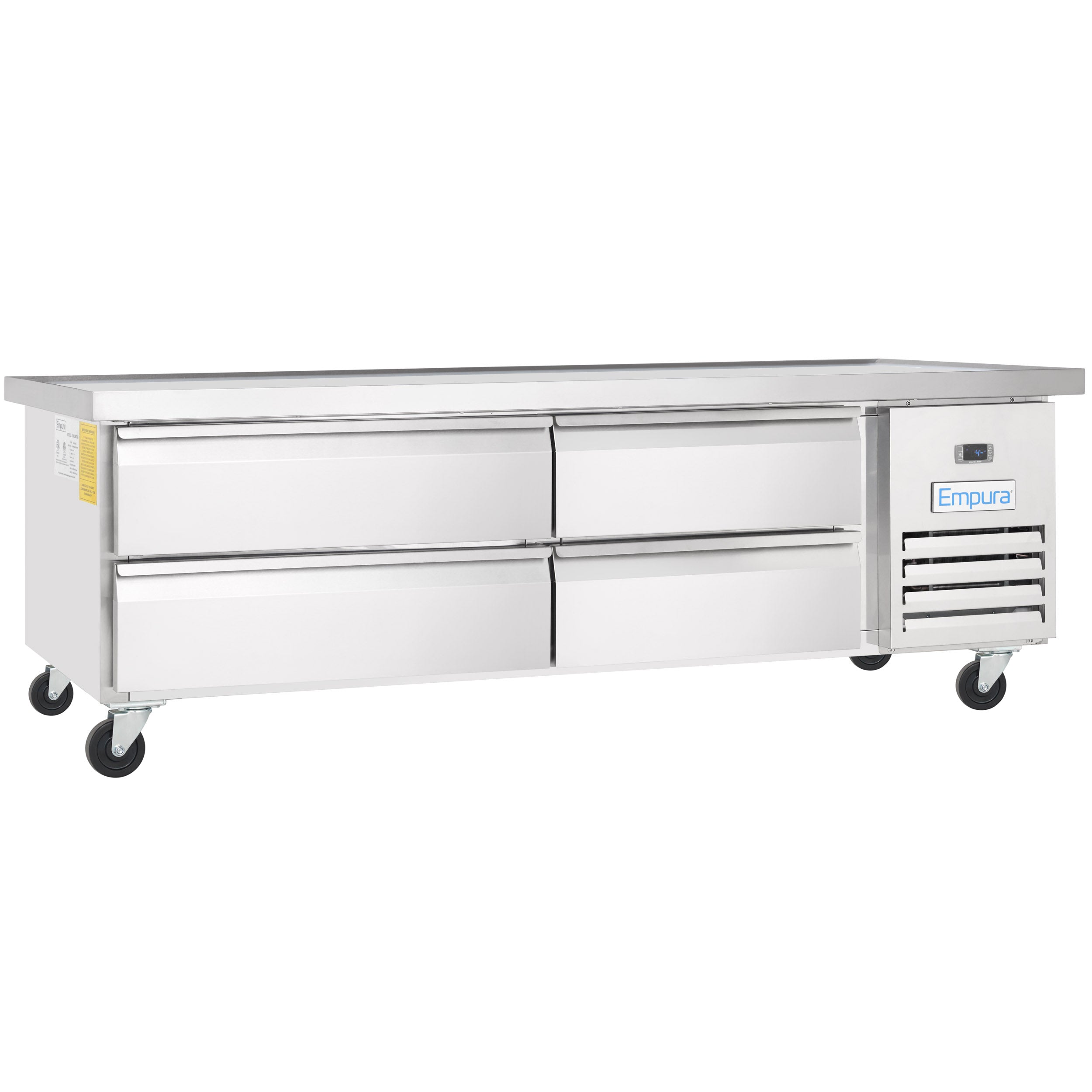 76" 4 Drawer Refrigerated Commercial Chef Base - 6" Depth Pan