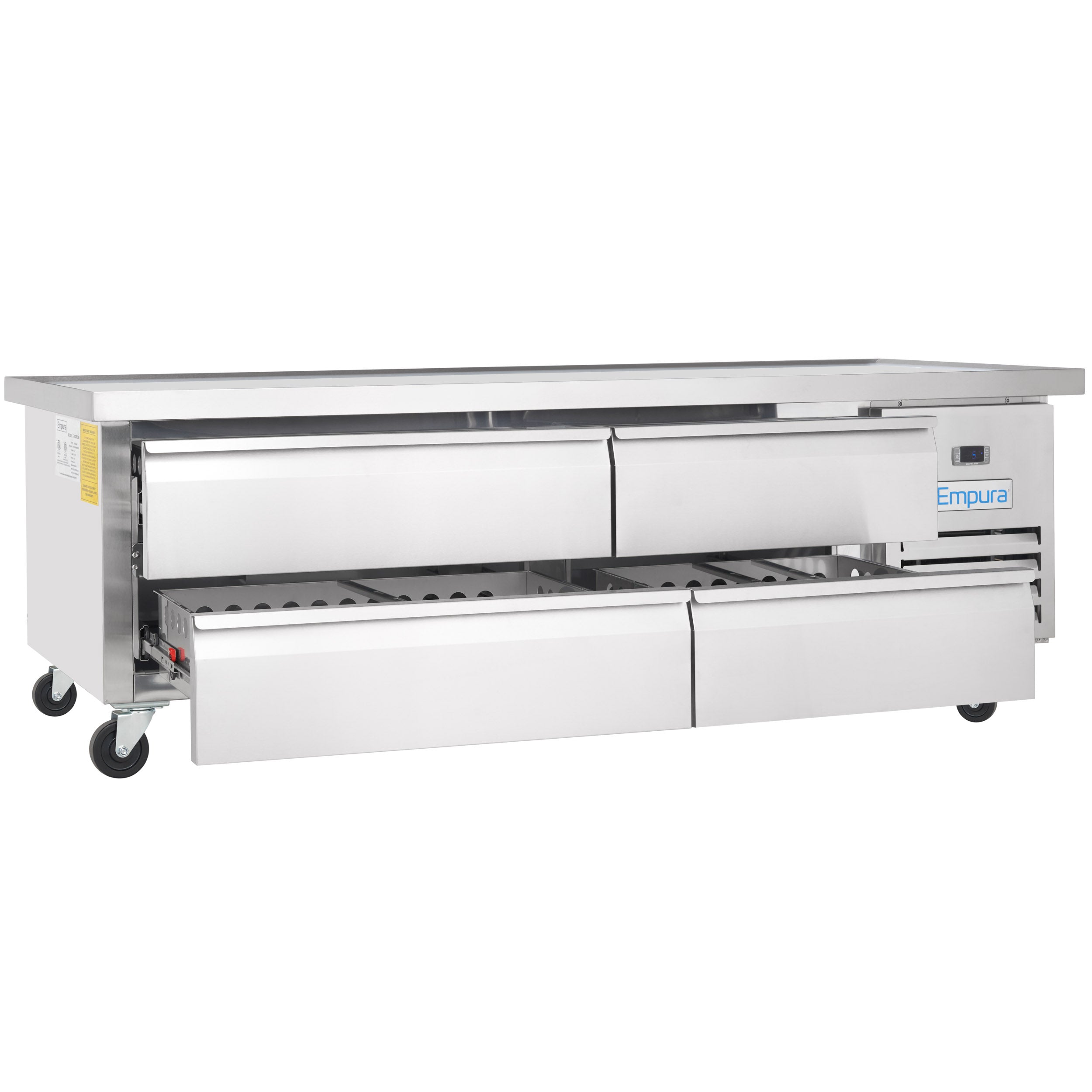 76" 4 Drawer Refrigerated Commercial Chef Base - 6" Depth Pan