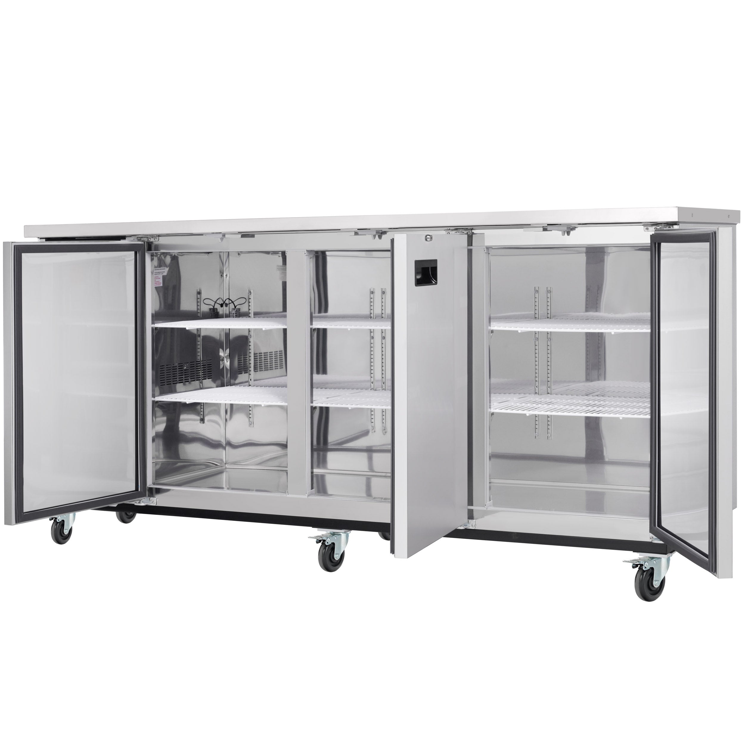 90" x 28" Swing Solid Door Stainless Steel Commercial Back Bar Refrigerator