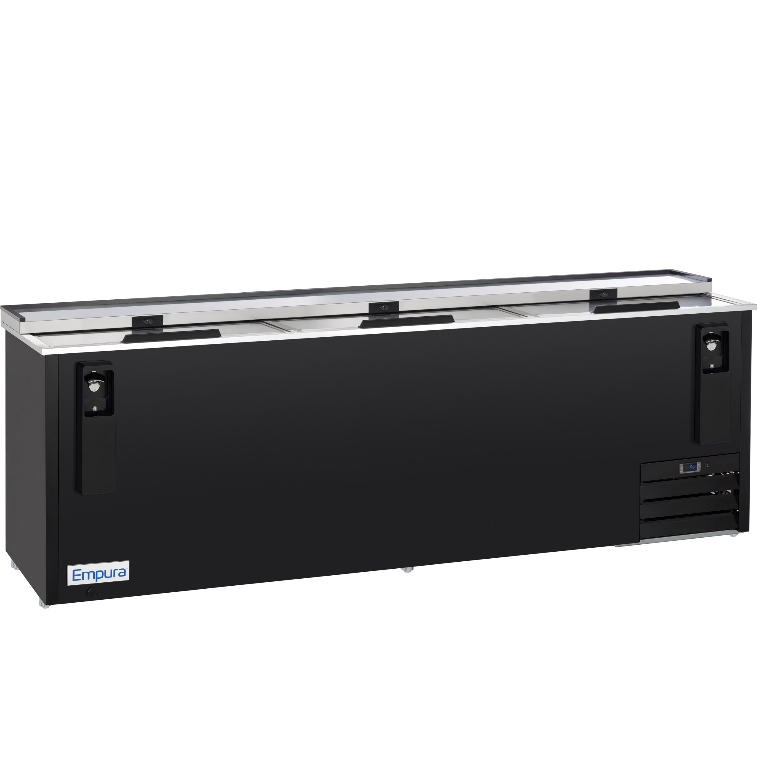 95" Powder Coated Black Stainless Steel Commercial Horizontal Bottle Cooler