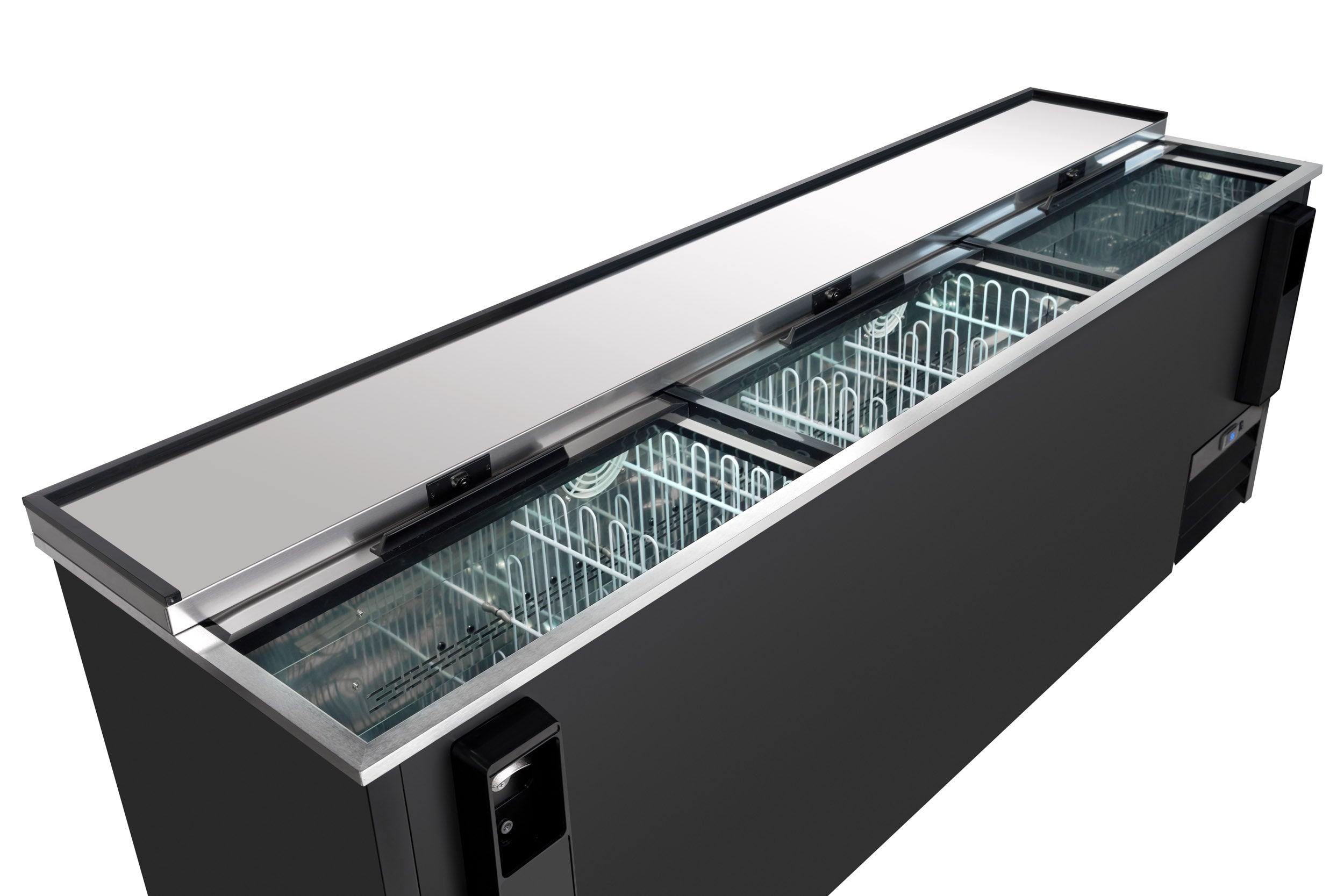 95" Powder Coated Black Stainless Steel Commercial Horizontal Bottle Cooler