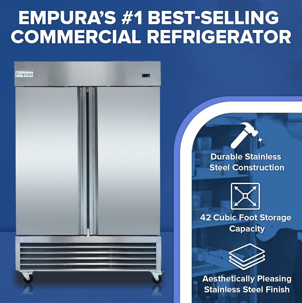 54" Commercial 2 Door Reach-In Refrigerator Refrigerator, Reach-In Empura