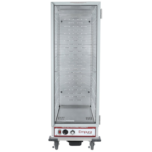 Empura E-H1836 Full-Height Non-Insulated Mobile Heavy-Duty Anodized Aluminum Heated Holding Cabinet With 1 Clear Polycarbonate Door