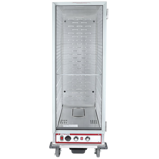 Empura E-HP1836 Full-Height Non-Insulated Mobile Heavy-Duty Anodized Aluminum Heated Proofer And Holding Cabinet With 1 Clear Polycarbonate Door