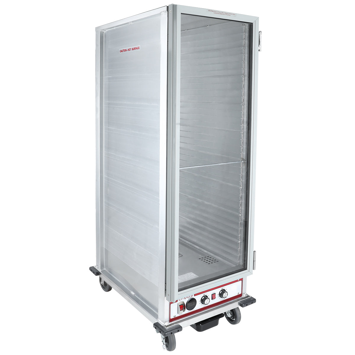 Empura E-HP1836 Full-Height Non-Insulated Mobile Heavy-Duty Anodized Aluminum Heated Proofer And Holding Cabinet With 1 Clear Polycarbonate Door