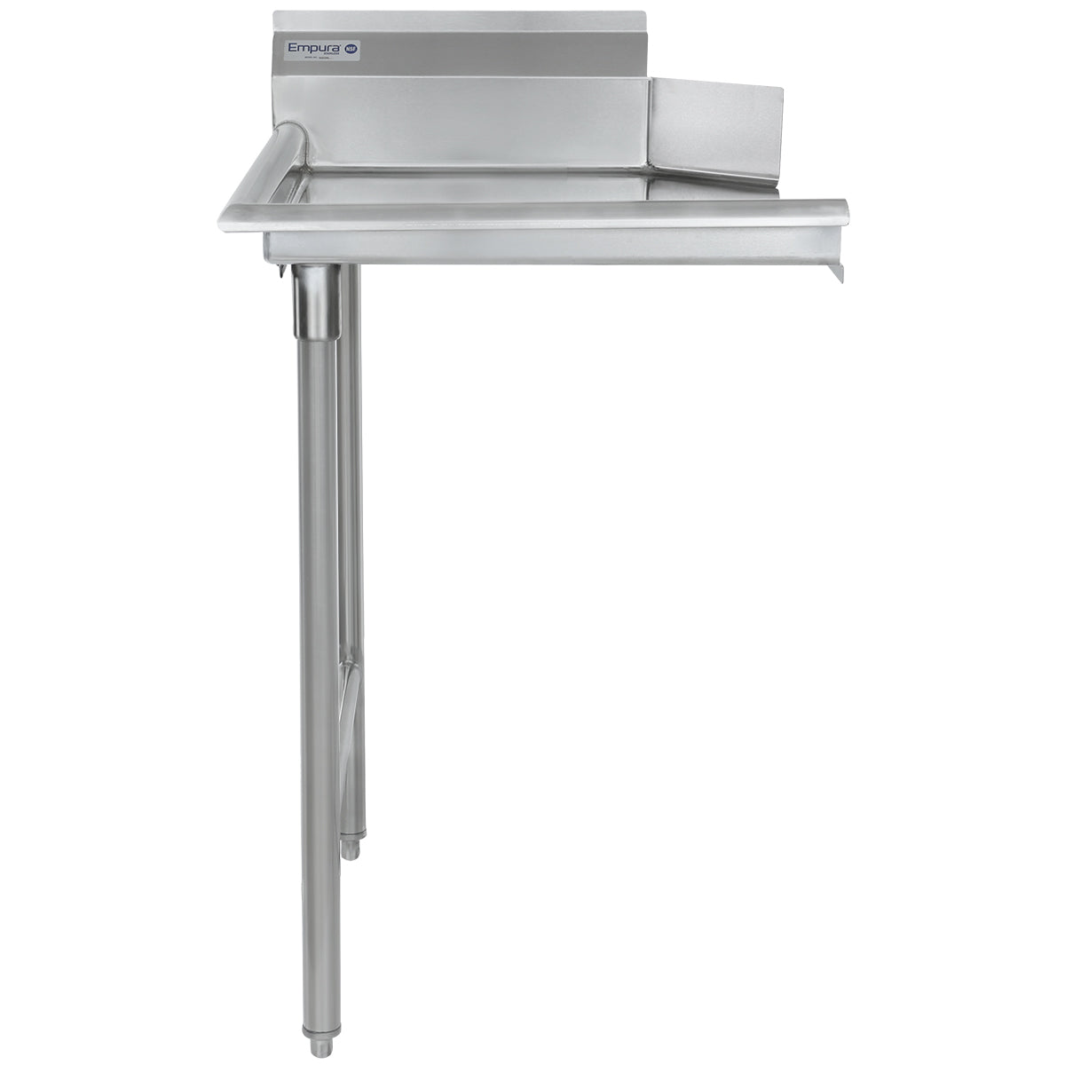 24" Clean Dish Table with Left Drainboard - 16 Gauge 304 Stainless Steel, NSF Dishtable, Clean Straight Empura