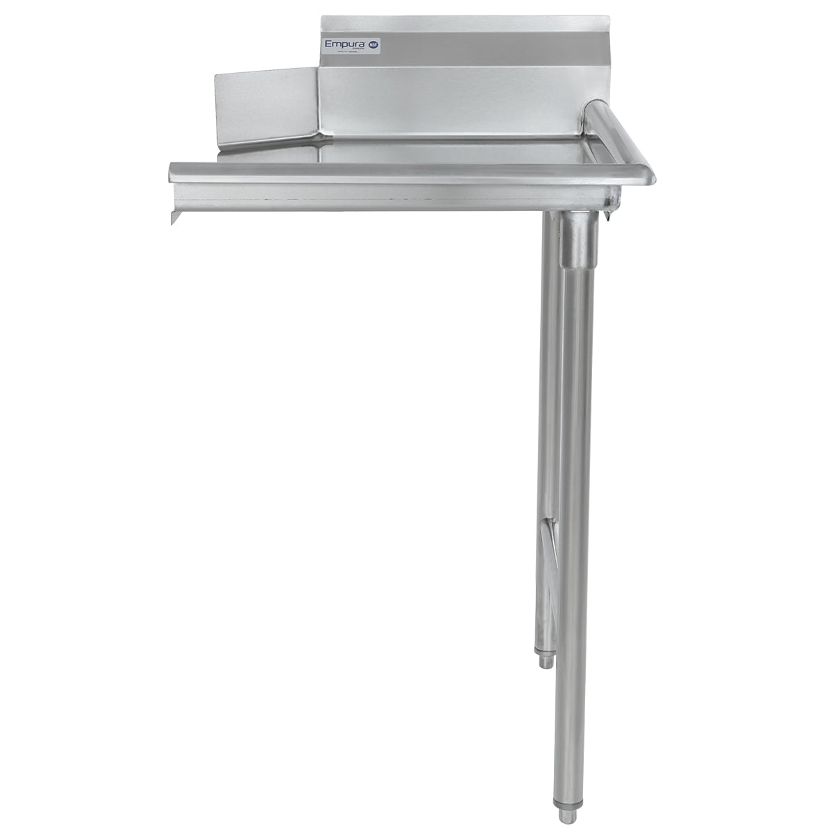 24" Clean Dish Table with Right Drainboard - 16 Gauge 304 Stainless Steel, NSF Dishtable, Clean Straight Empura