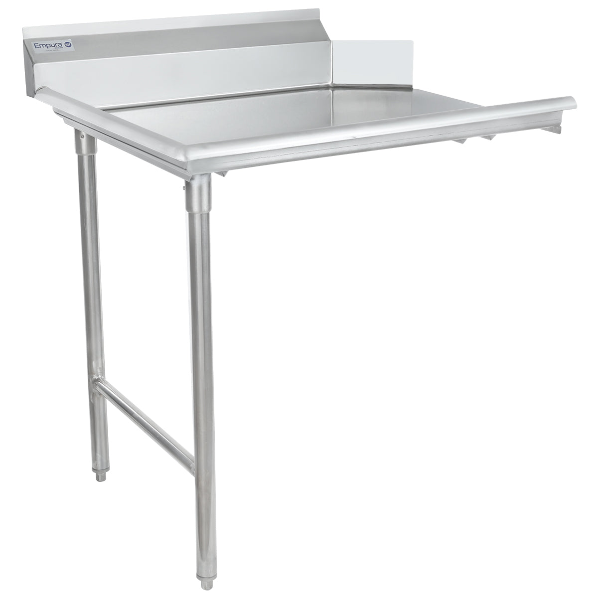36" Clean Dish Table with Left Drainboard - 16 Gauge 304 Stainless Steel, NSF Dishtable, Clean Straight Empura