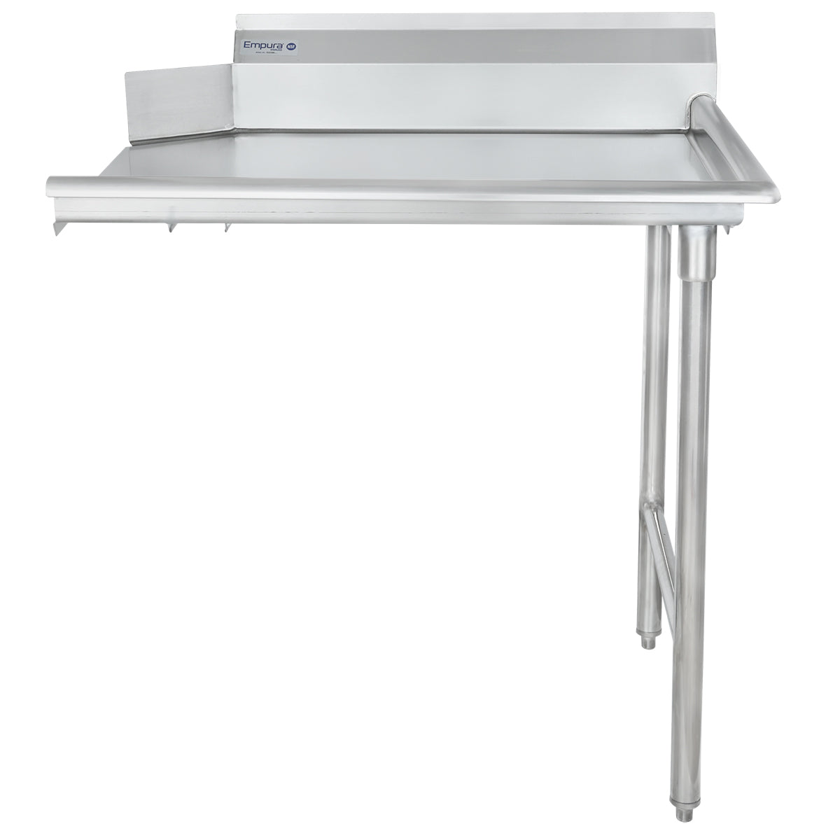 36" Clean Dish Table with Right Drainboard - 16 Gauge 304 Stainless Steel, NSF Dishtable, Clean Straight Empura