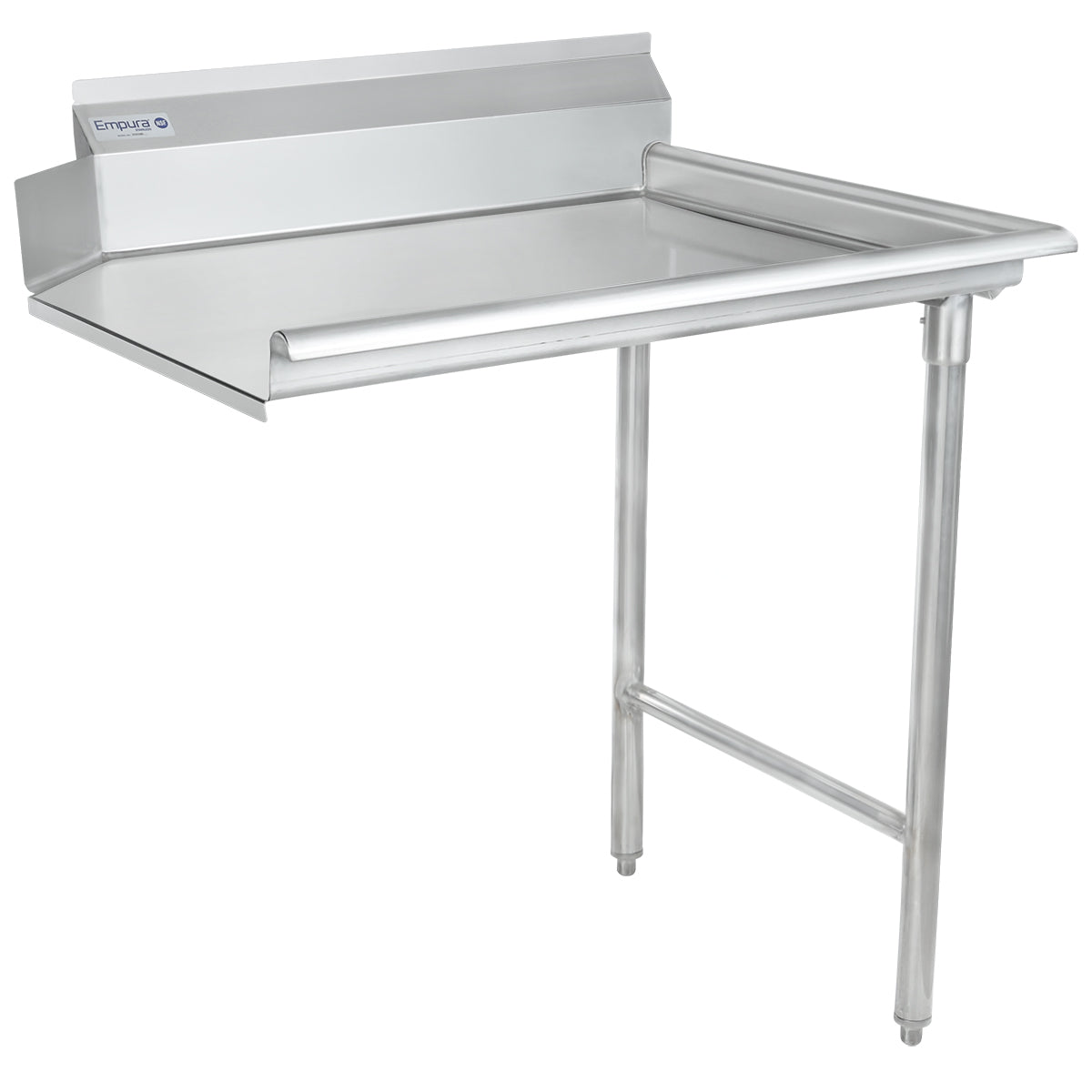 36" Clean Dish Table with Right Drainboard - 16 Gauge 304 Stainless Steel, NSF Dishtable, Clean Straight Empura