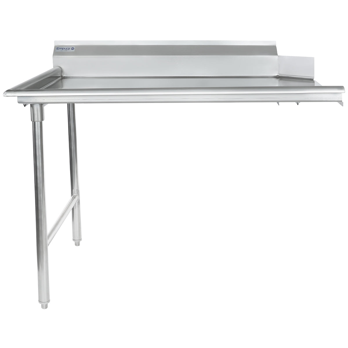 48" Clean Dish Table with Left Drainboard - 16 Gauge 304 Stainless Steel, NSF Dishtable, Clean Straight Empura