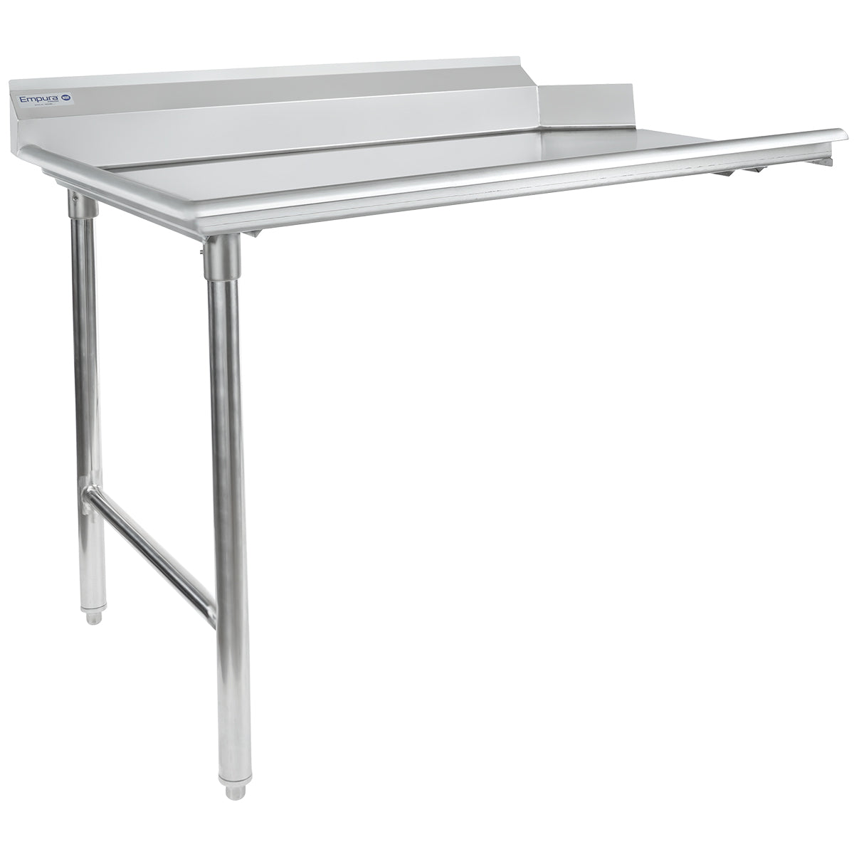 48" Clean Dish Table with Left Drainboard - 16 Gauge 304 Stainless Steel, NSF Dishtable, Clean Straight Empura