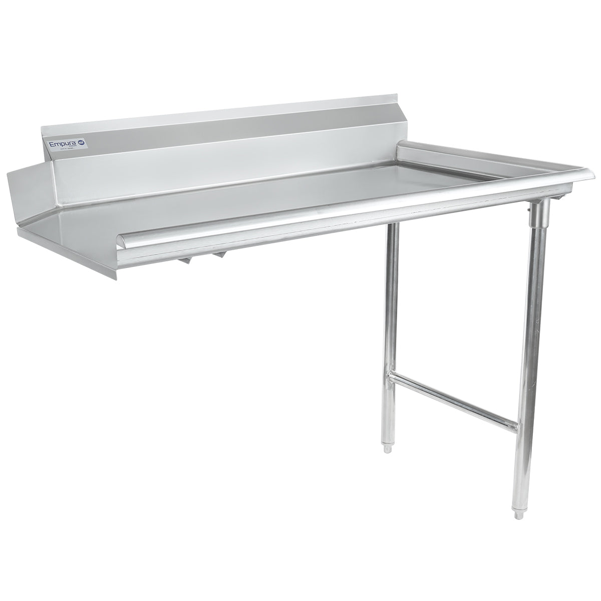 48" Clean Dish Table with Right Drainboard - 16 Gauge 304 Stainless Steel, NSF Dishtable, Clean Straight Empura