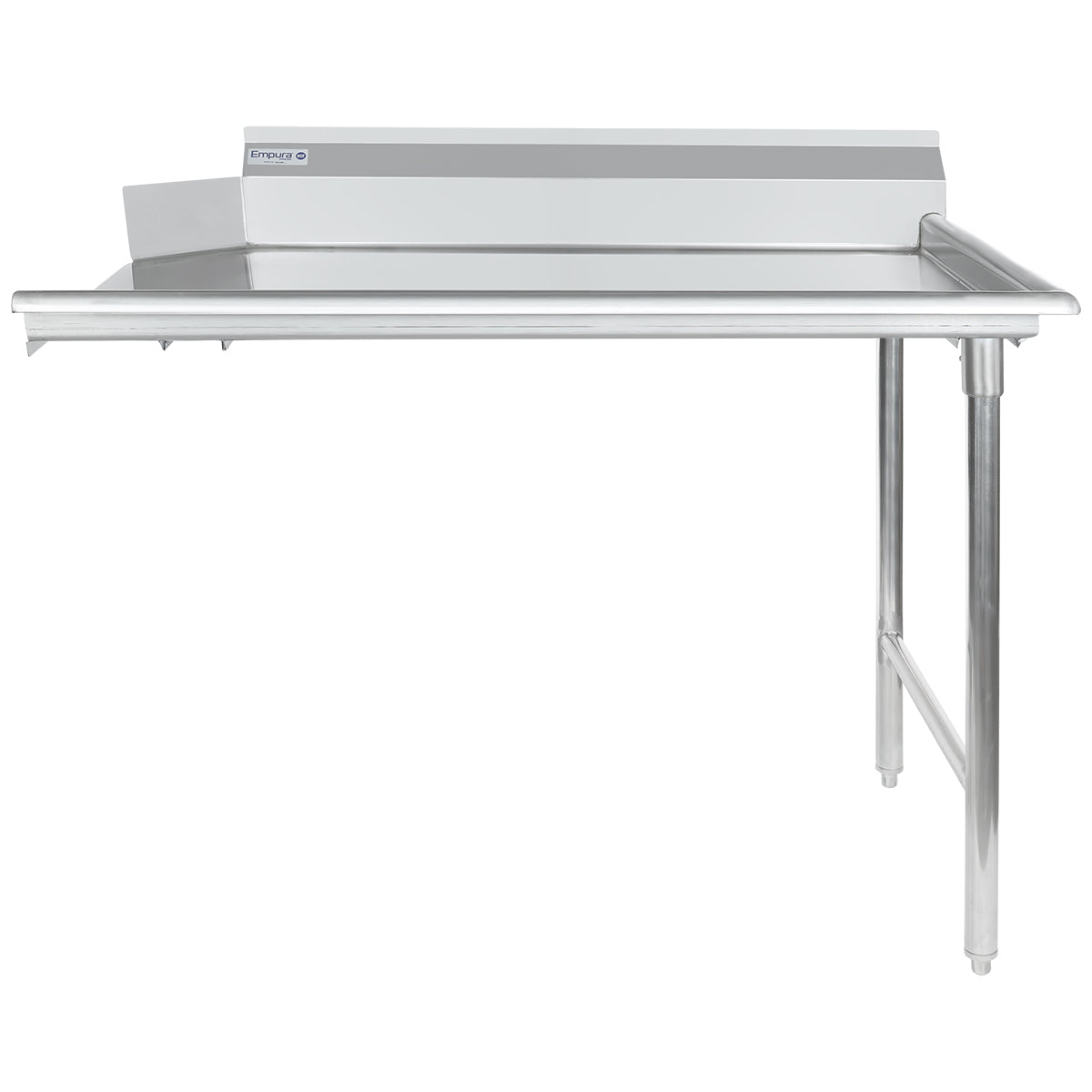48" Clean Dish Table with Right Drainboard - 16 Gauge 304 Stainless Steel, NSF Dishtable, Clean Straight Empura