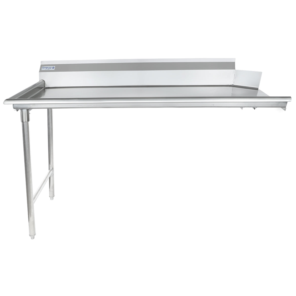 60" Clean Dish Table with Left Drainboard - 16 Gauge 304 Stainless Steel, NSF Dishtable, Clean Straight Empura