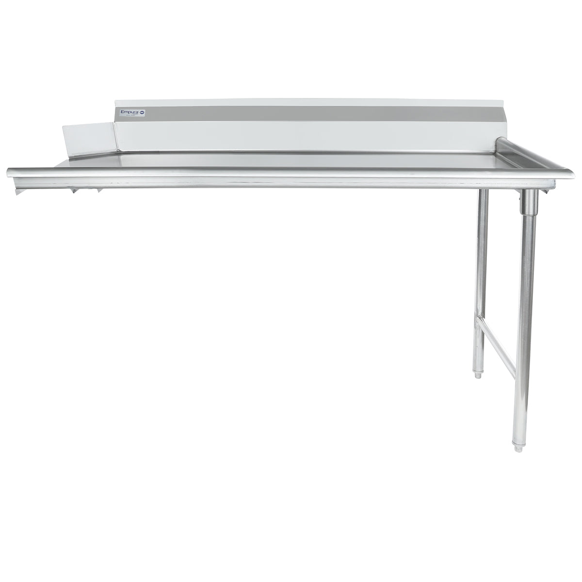 60" Clean Dish Table with Right Drainboard - 16 Gauge 304 Stainless Steel, NSF Dishtable, Clean Straight Empura