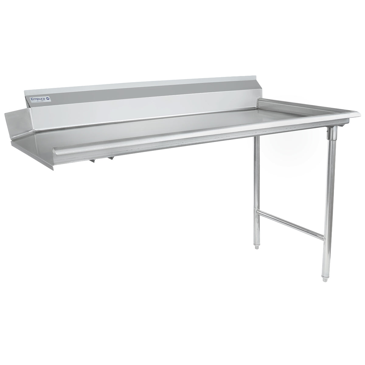 60" Clean Dish Table with Right Drainboard - 16 Gauge 304 Stainless Steel, NSF Dishtable, Clean Straight Empura